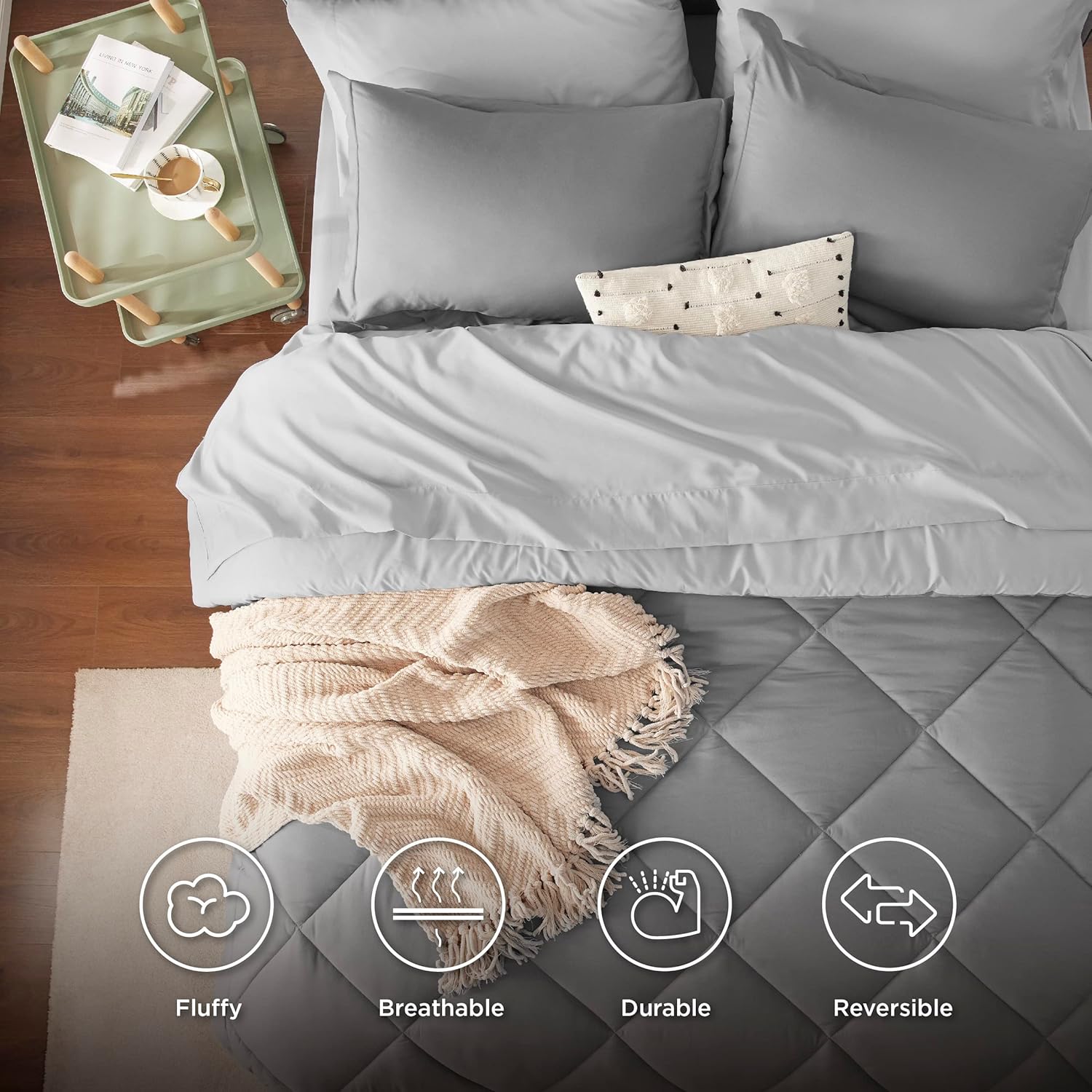 Bedsure Reversible Twin XL Comforter Set with Sheets 1