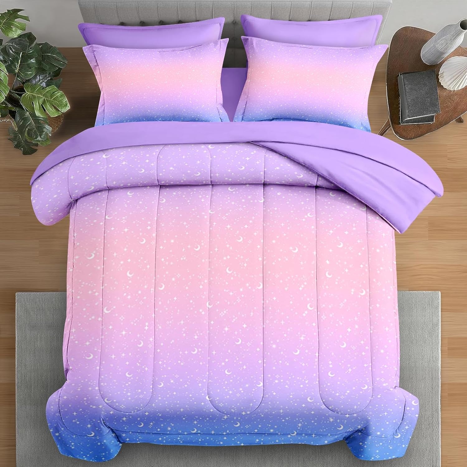 Pamnest Comforter Set Queen Size Star Pattern 7 Pcs
