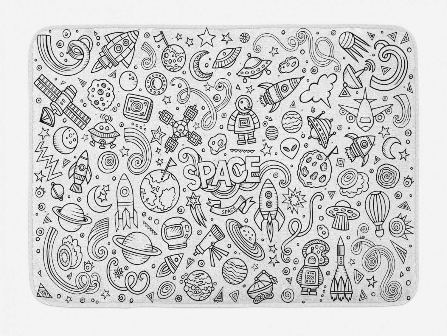 Ambesonne Cartoon Bath Mat 302 x 20 White Black