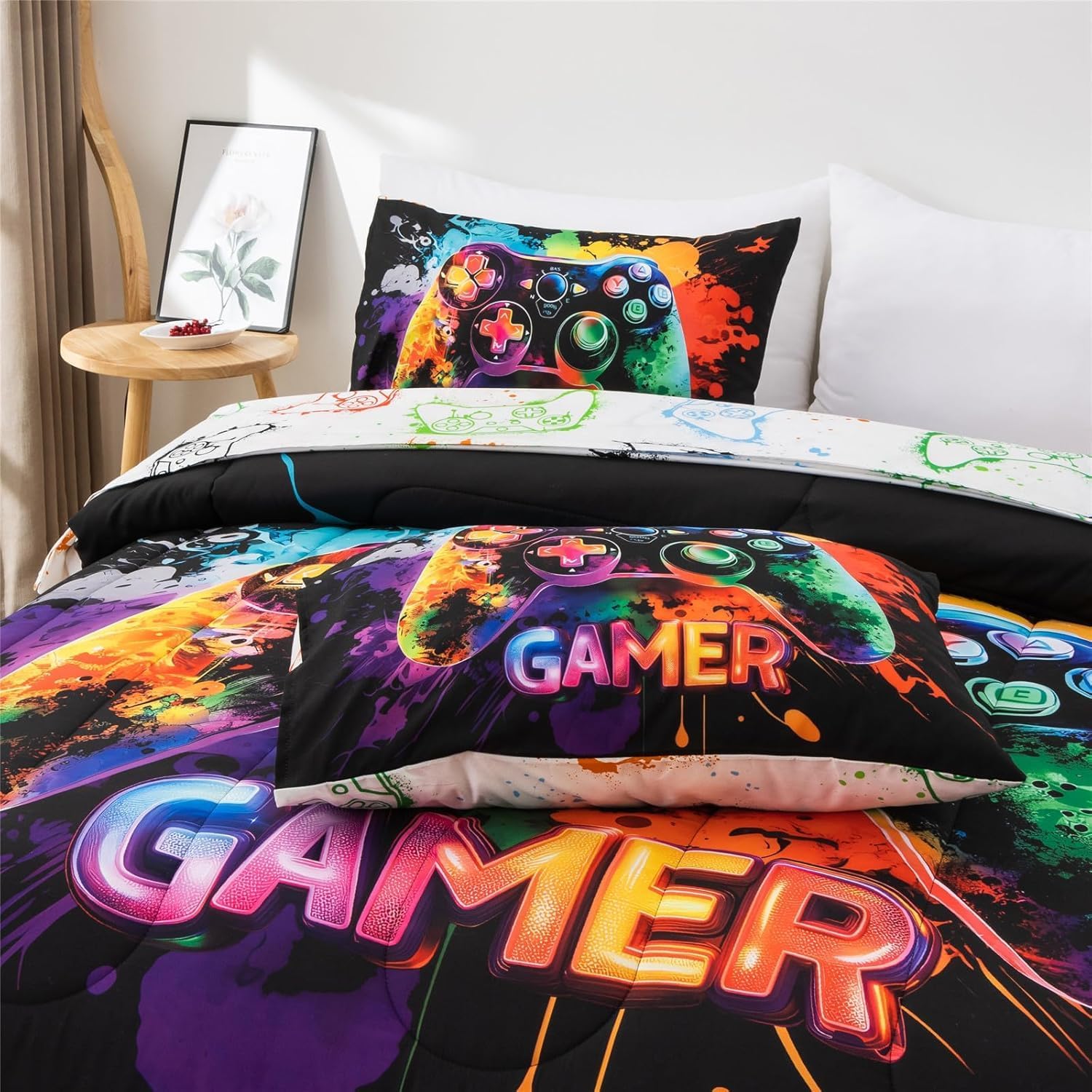 A Nice Night Boys Twin Size Game Console Comforter Set
