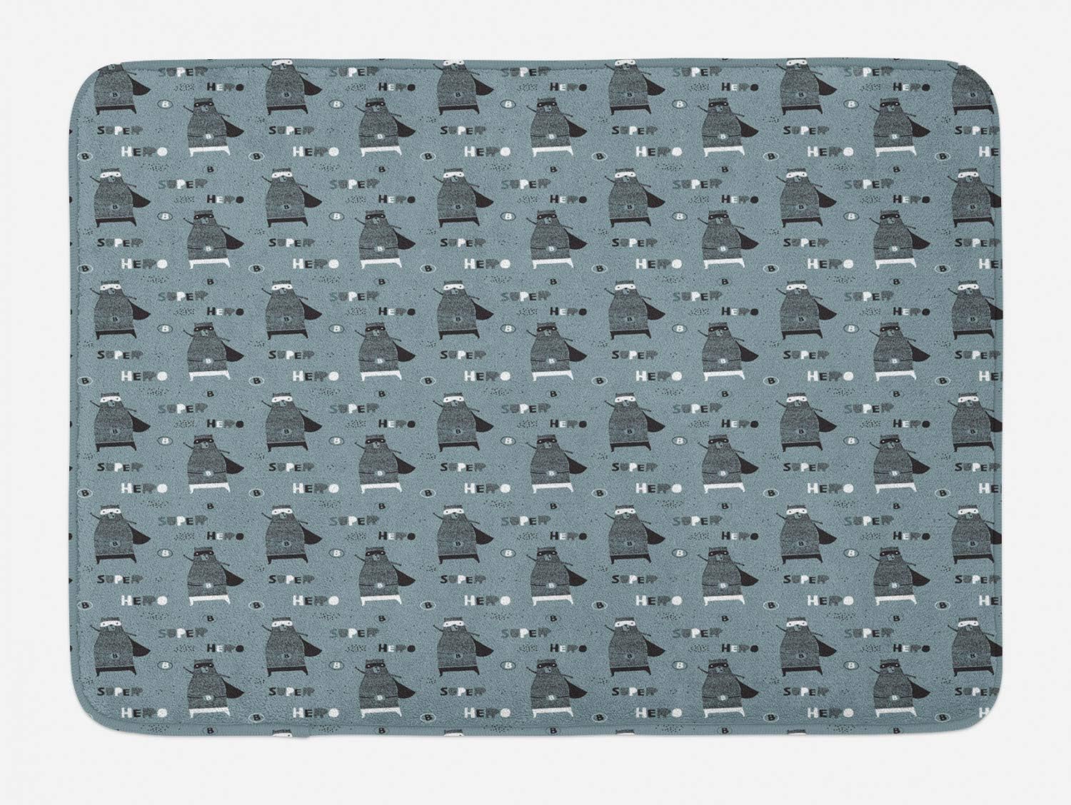 Ambesonne Cartoon Bath Mat - Super Hero Funny Bear Design