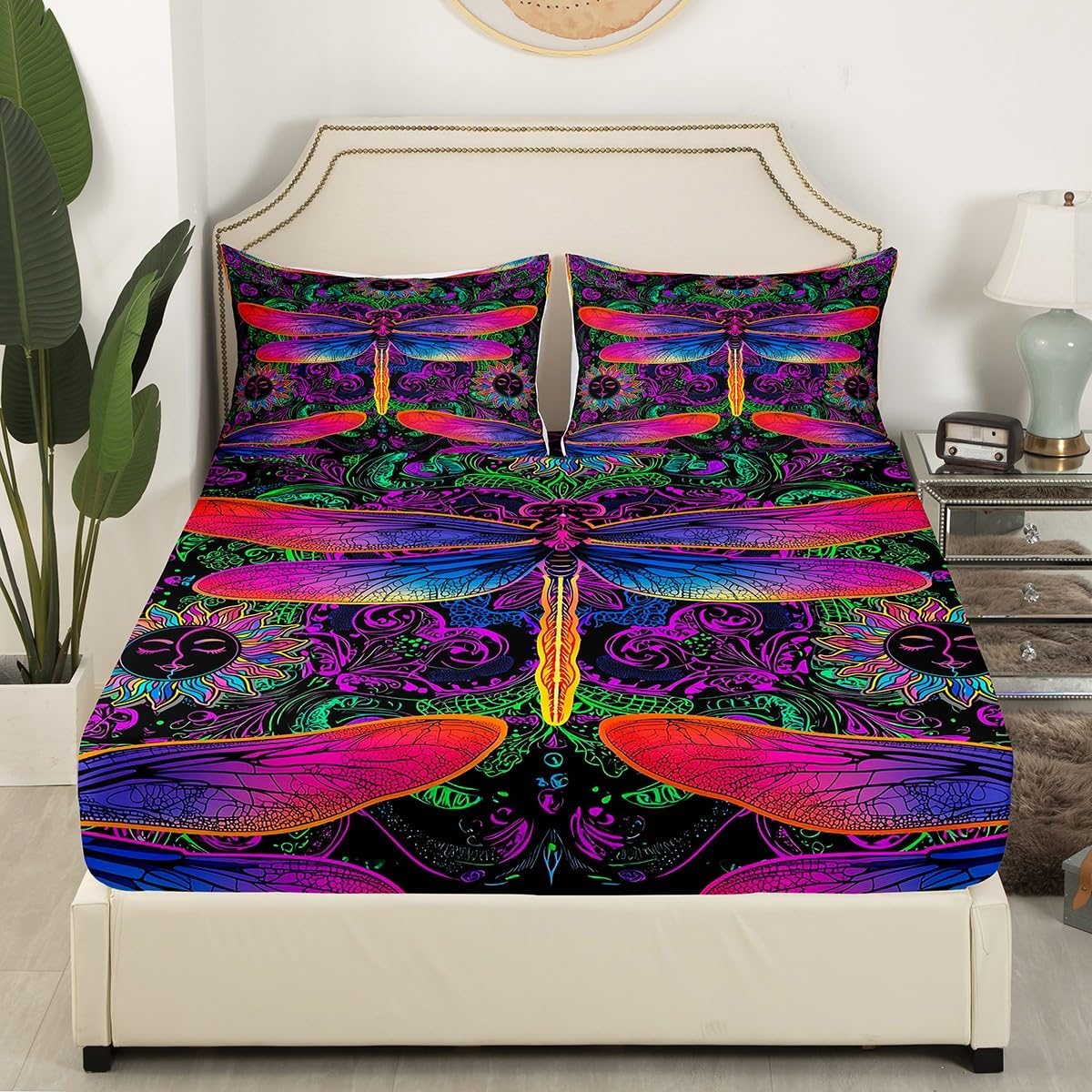 Erosebridal Dragonfly Bohemian Twin Sheet Set