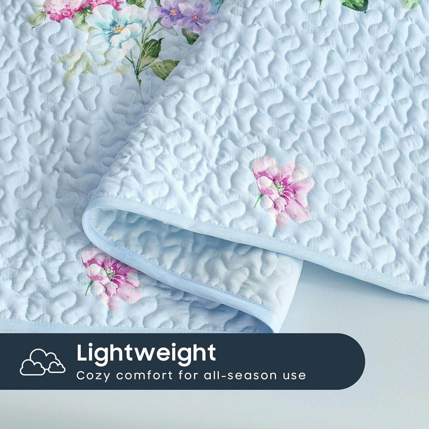 Wake In Cloud Shabby Chic Quilt Set Floral Pattern 3 Pieces QueenFull