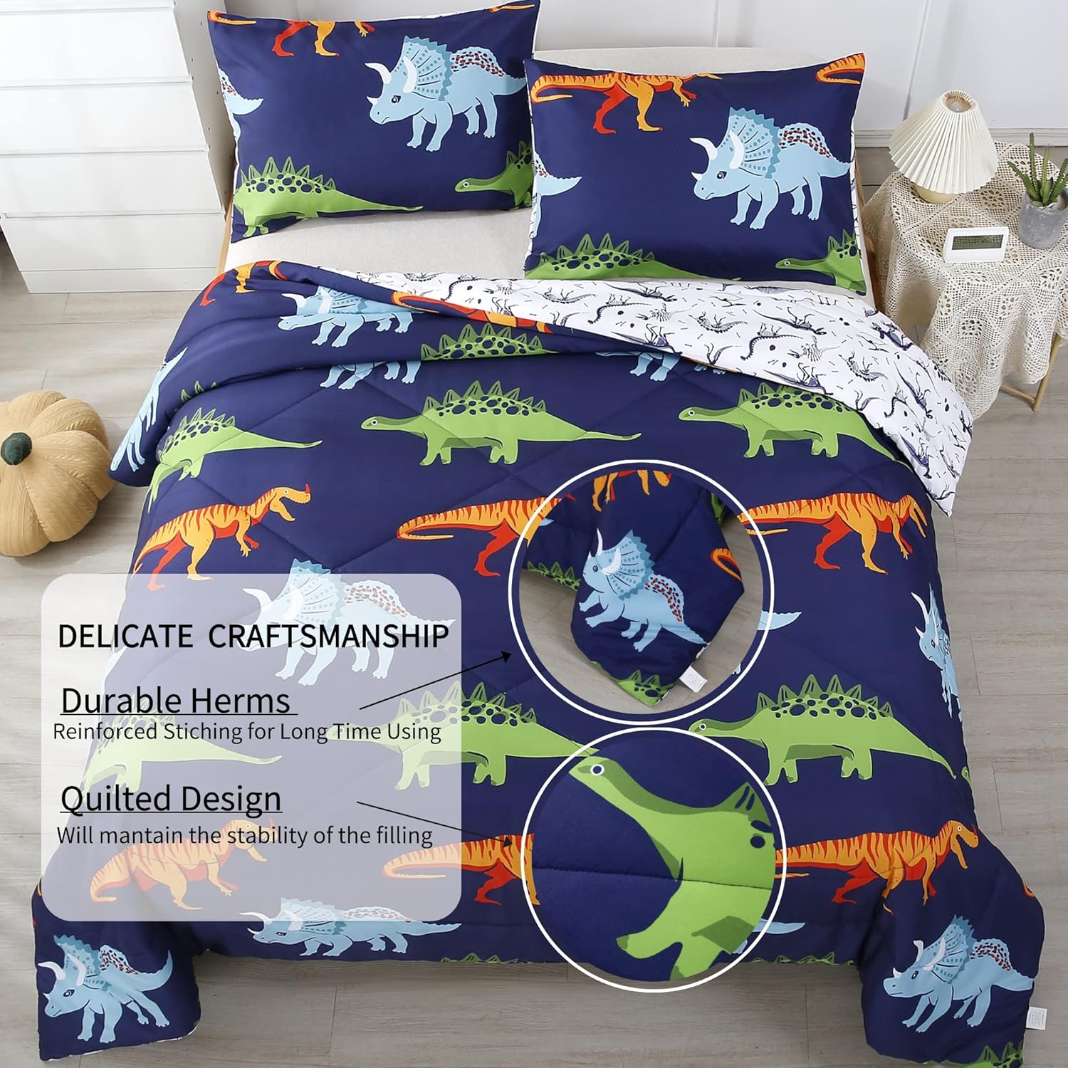 RYNGHIPY Dinosaur Comforter Set for Kids