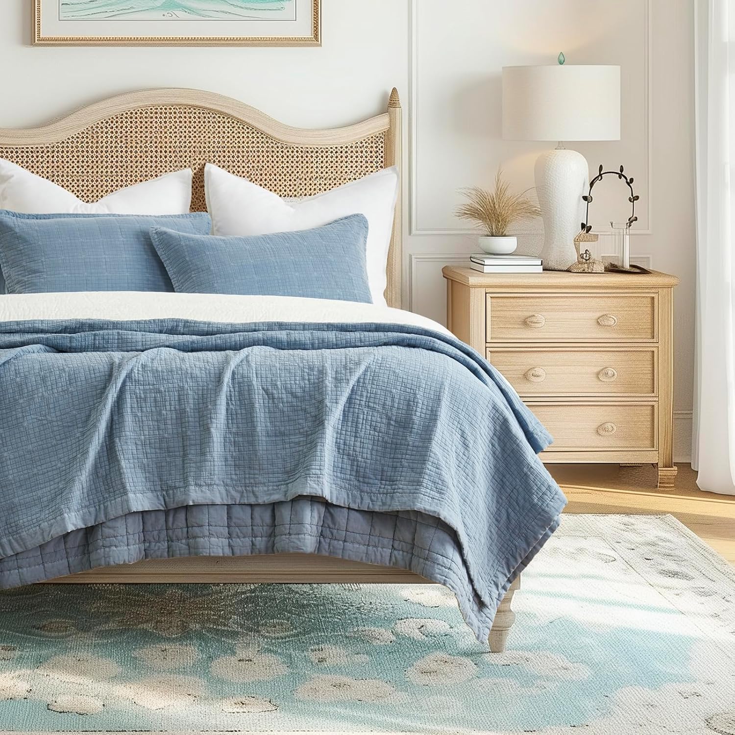 EVERGRACEHOME Stonewashed Cotton Quilt Set Full Queen Size