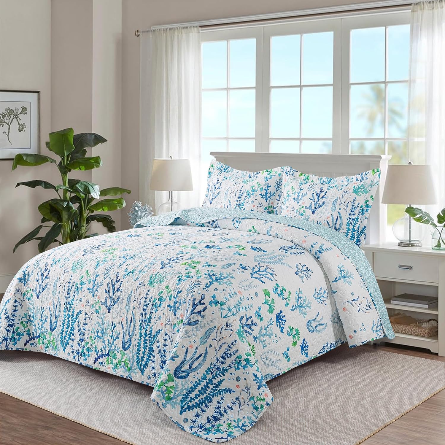 Travan Beach Quilt King Size Set with 2 Shams