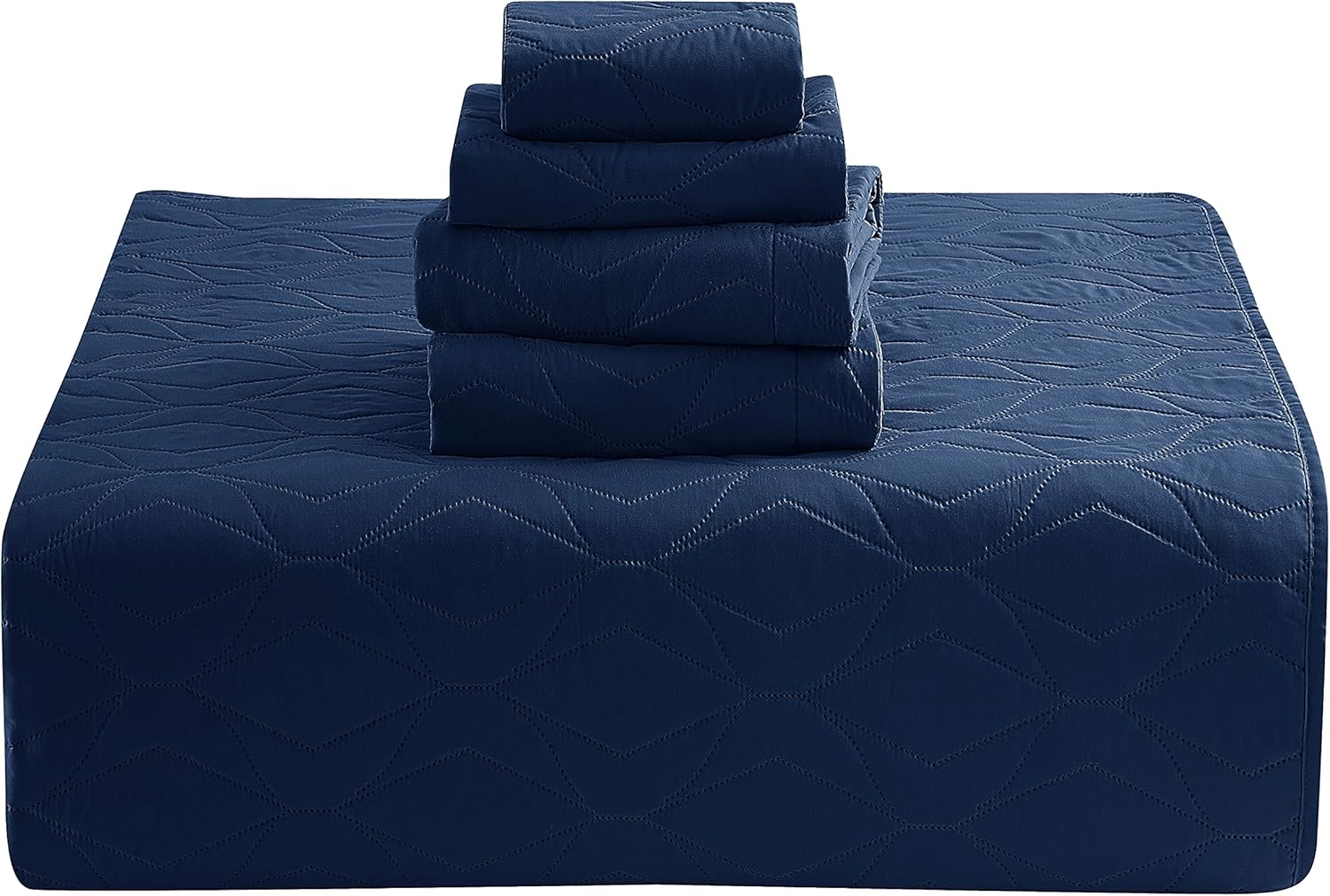 Clara Clark Navy Twin Quilt Set with Pillow Shams