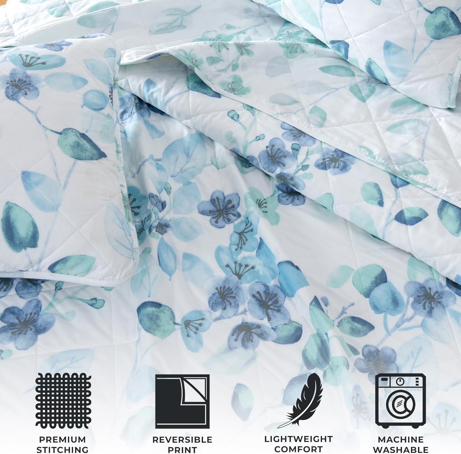 Great Bay Home Floral King Quilt Set with Shams
