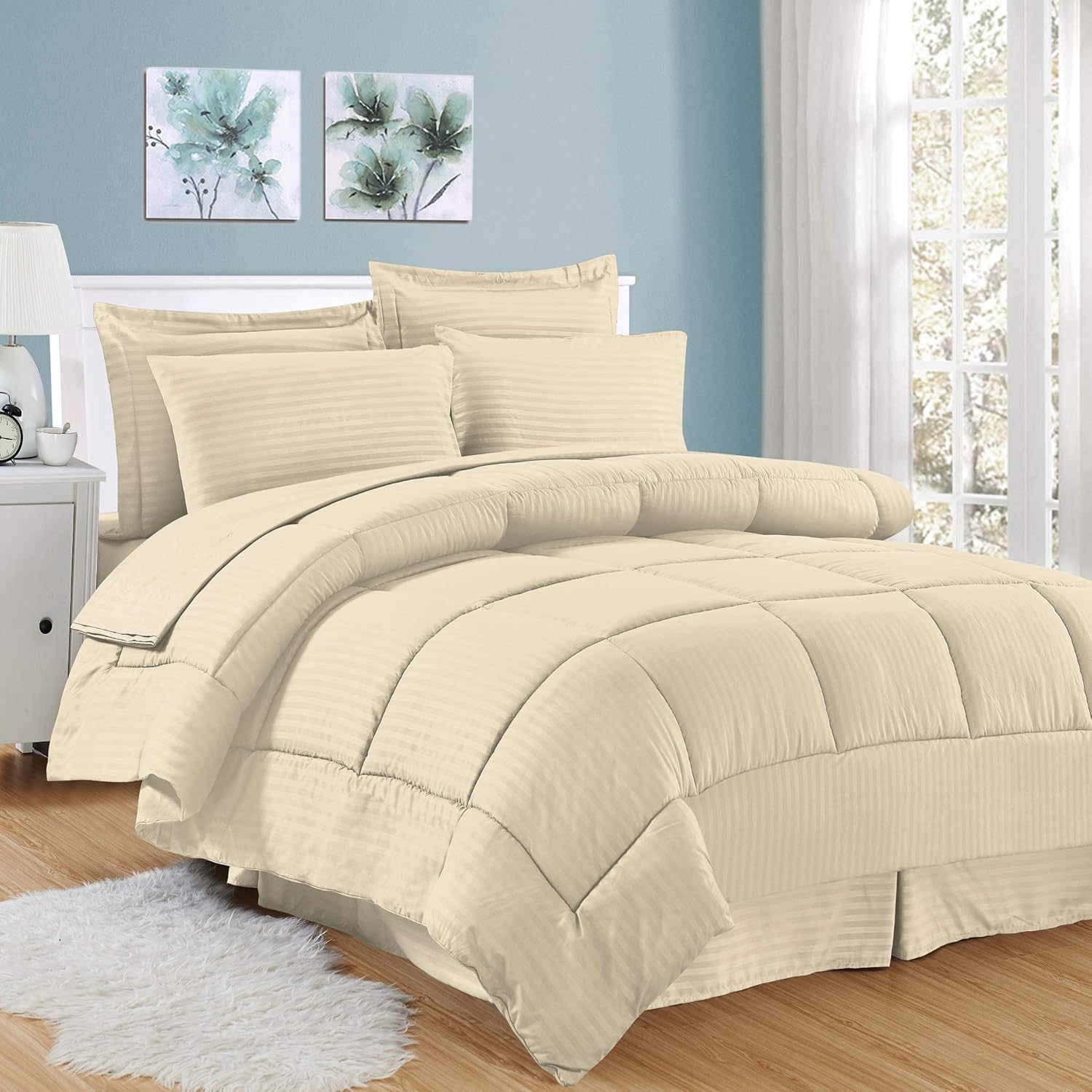 Sweet Home Collection King Comforter Set with Bed Skirt and Shams