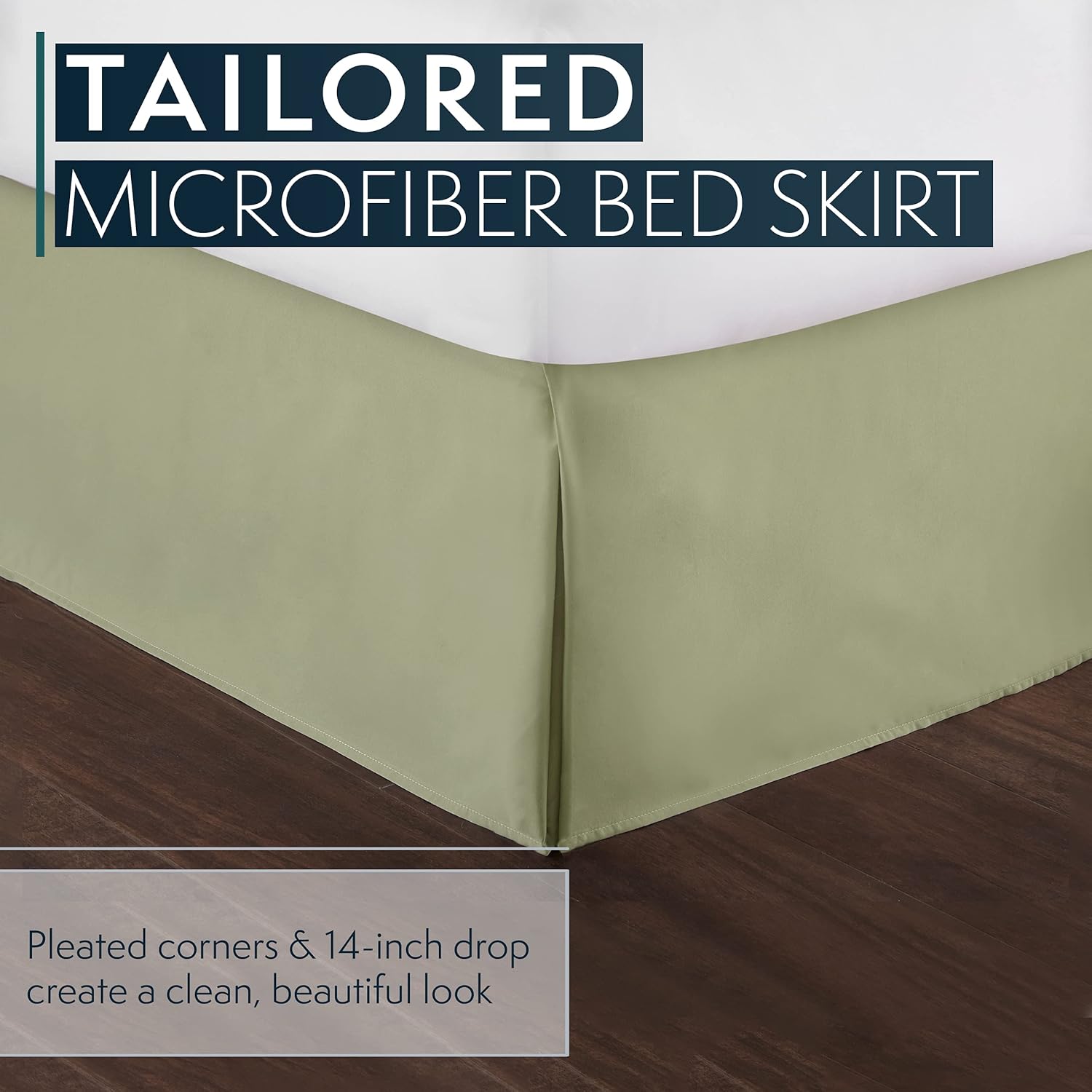 HC Collection Twin Bed Skirt - Sage 14 Inch Drop
