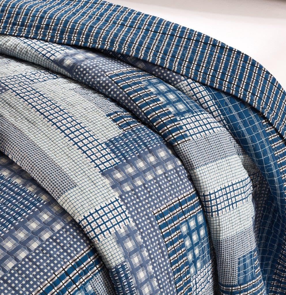 Virah Bella 3-Piece King Cabin Quilt Set - BlueGray