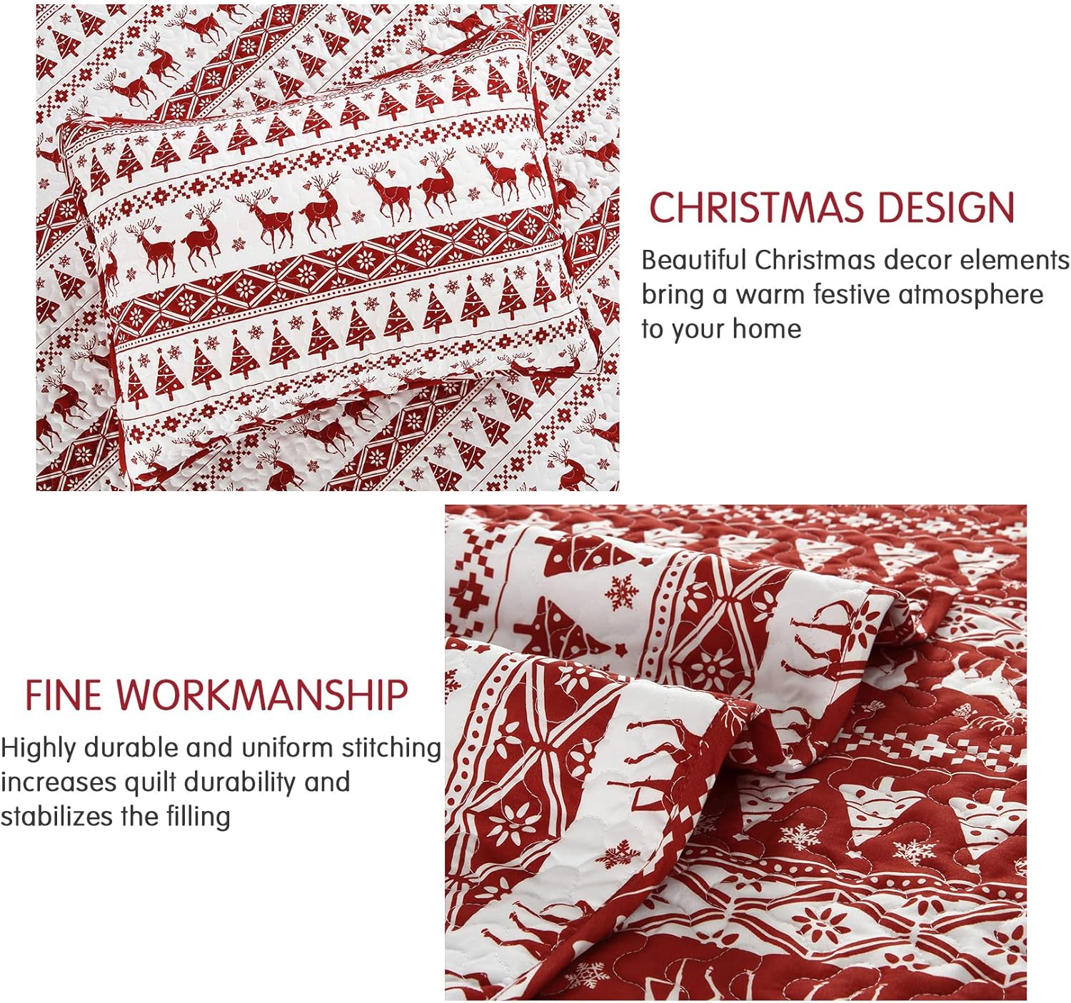 CAROMIO Christmas Quilt Set King Size