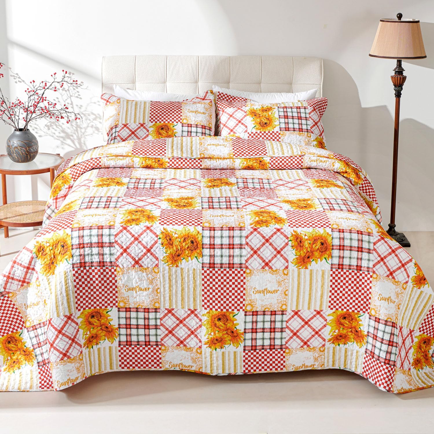 EVENHUG Cotton Quilt Set Twin Size Reversible