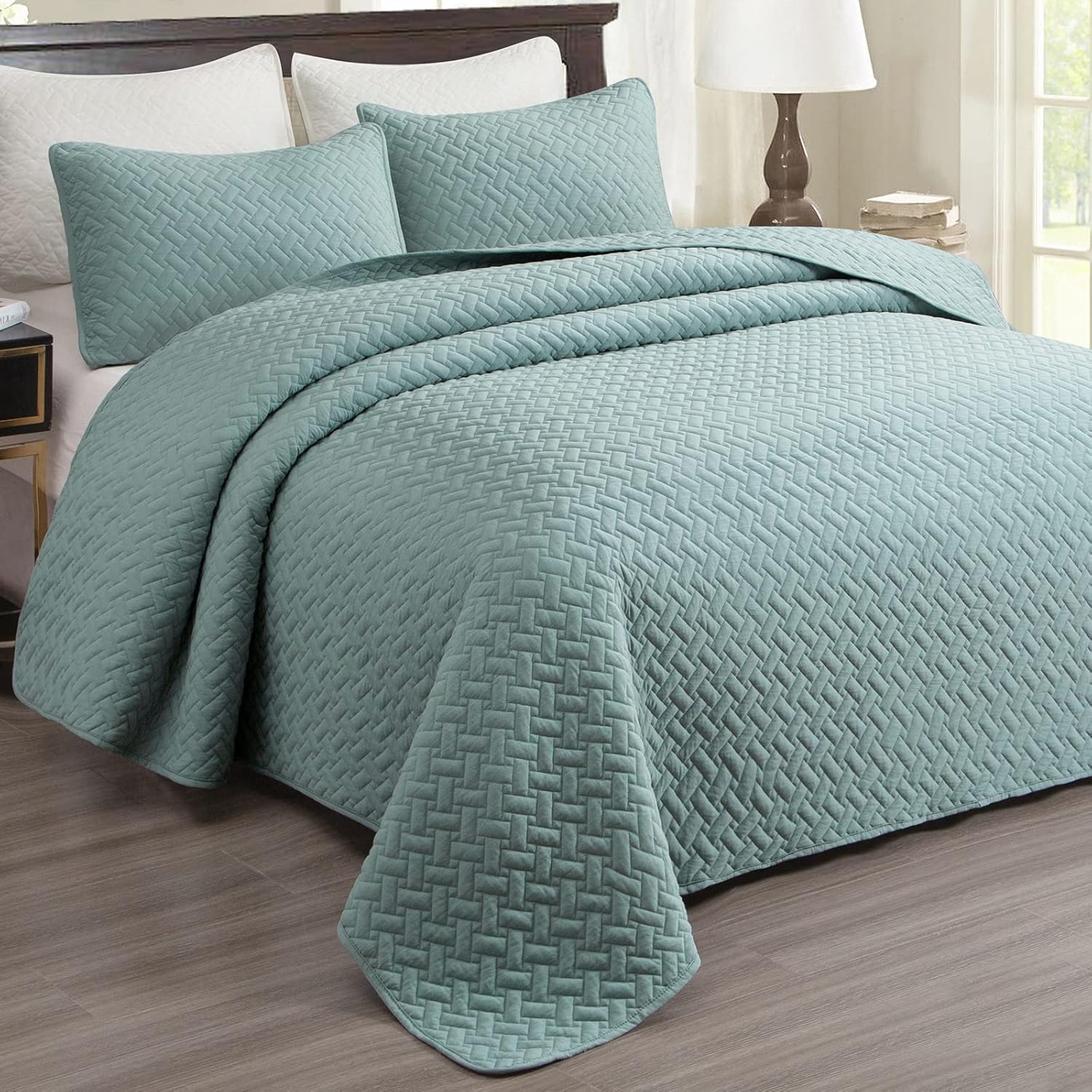 EMME Twin Quilt Set - Aqua Blue 66x90 Reversible Bedspread