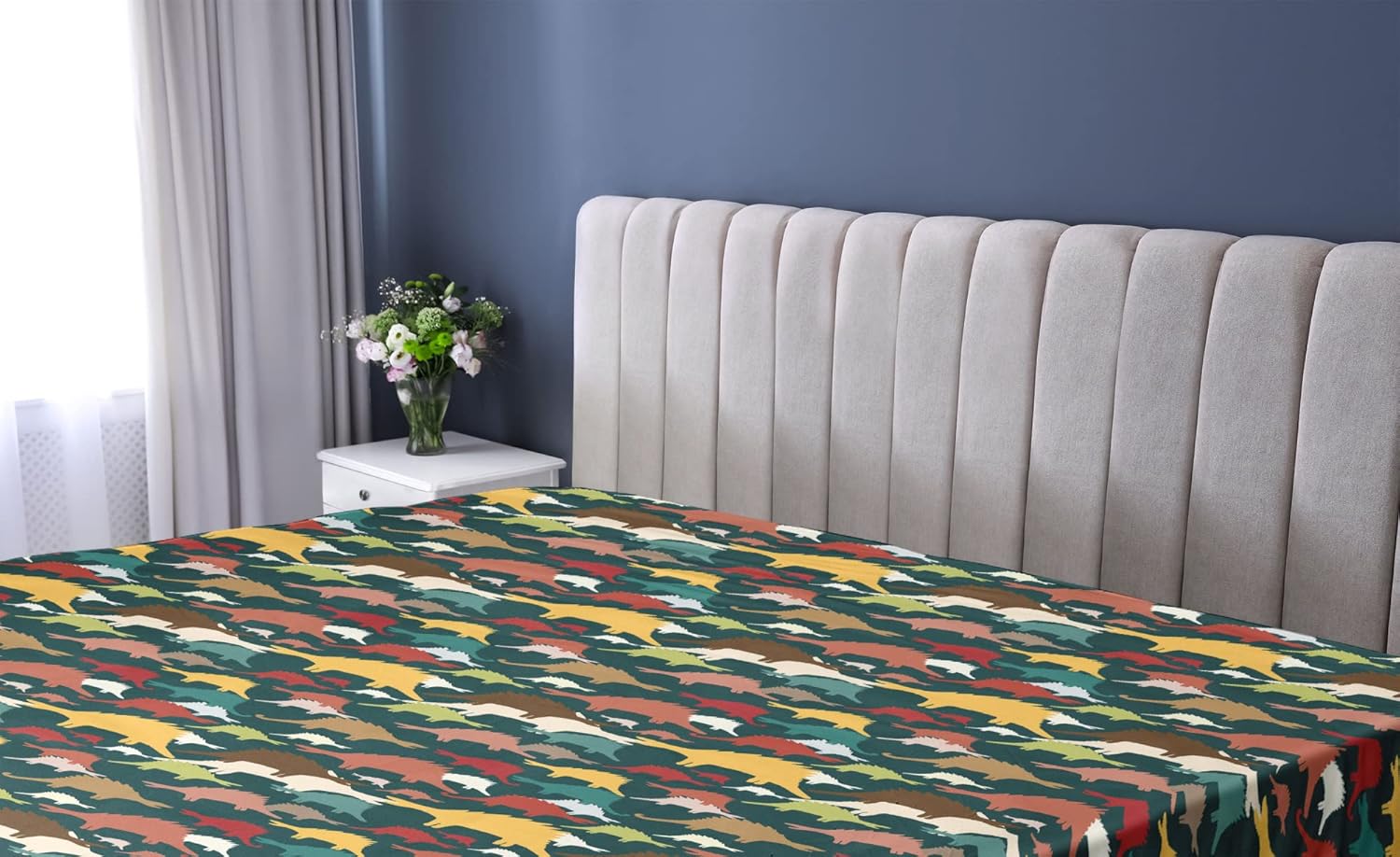 Ambesonne Velociraptor Fitted Sheet with Elastic Deep Pocket California King