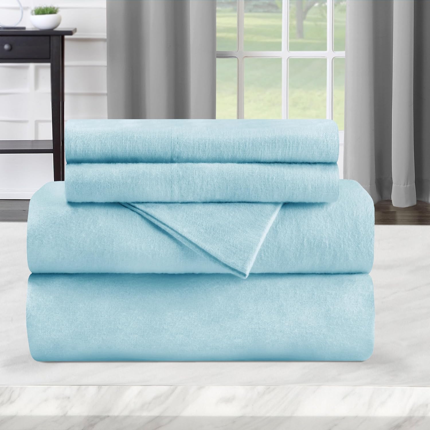 Superior Flannel Sheet Set Twin XL Light Blue