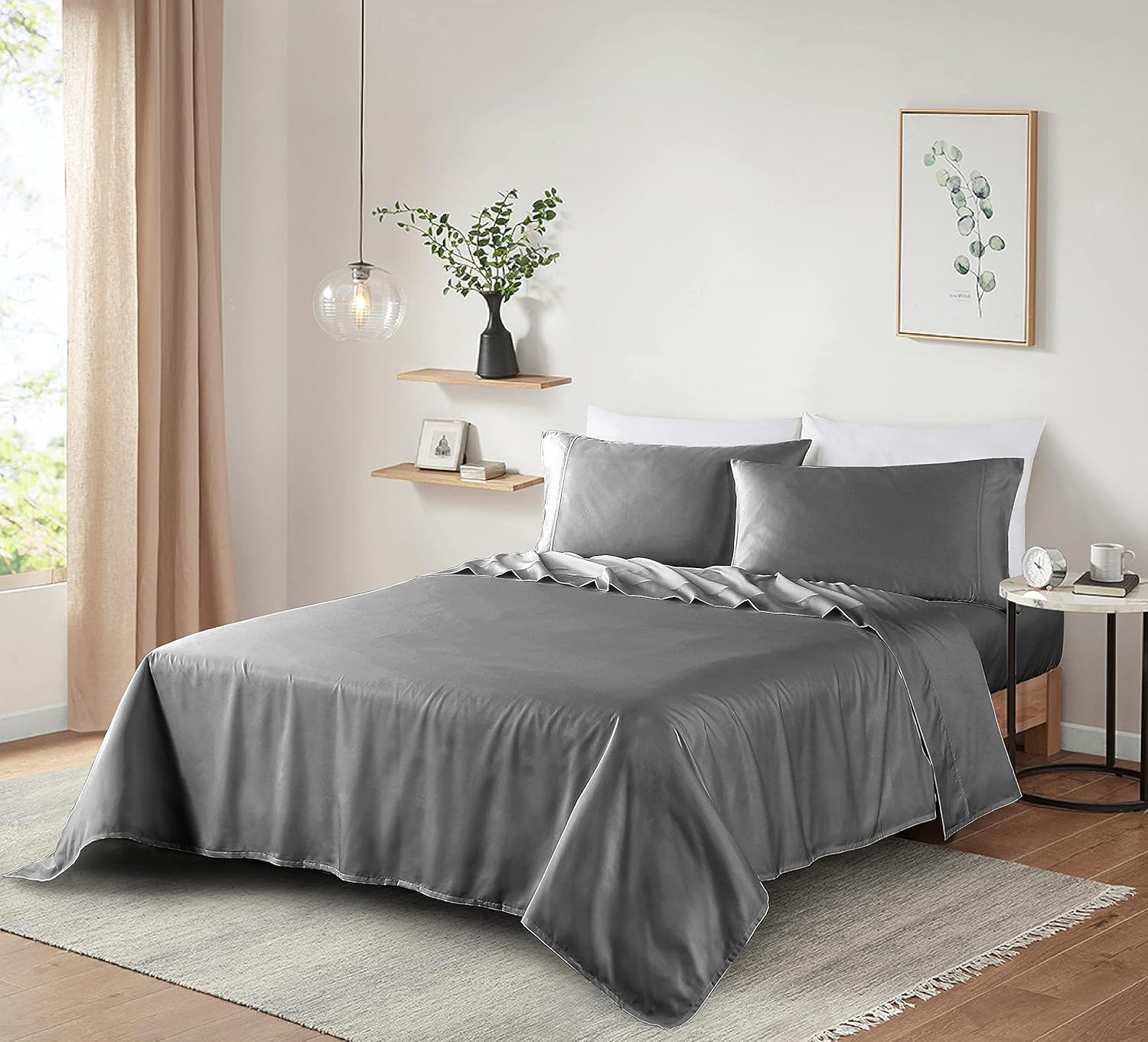 ELINEN 100 Supima Cotton Queen Sheet Set 4 pcs - Grey