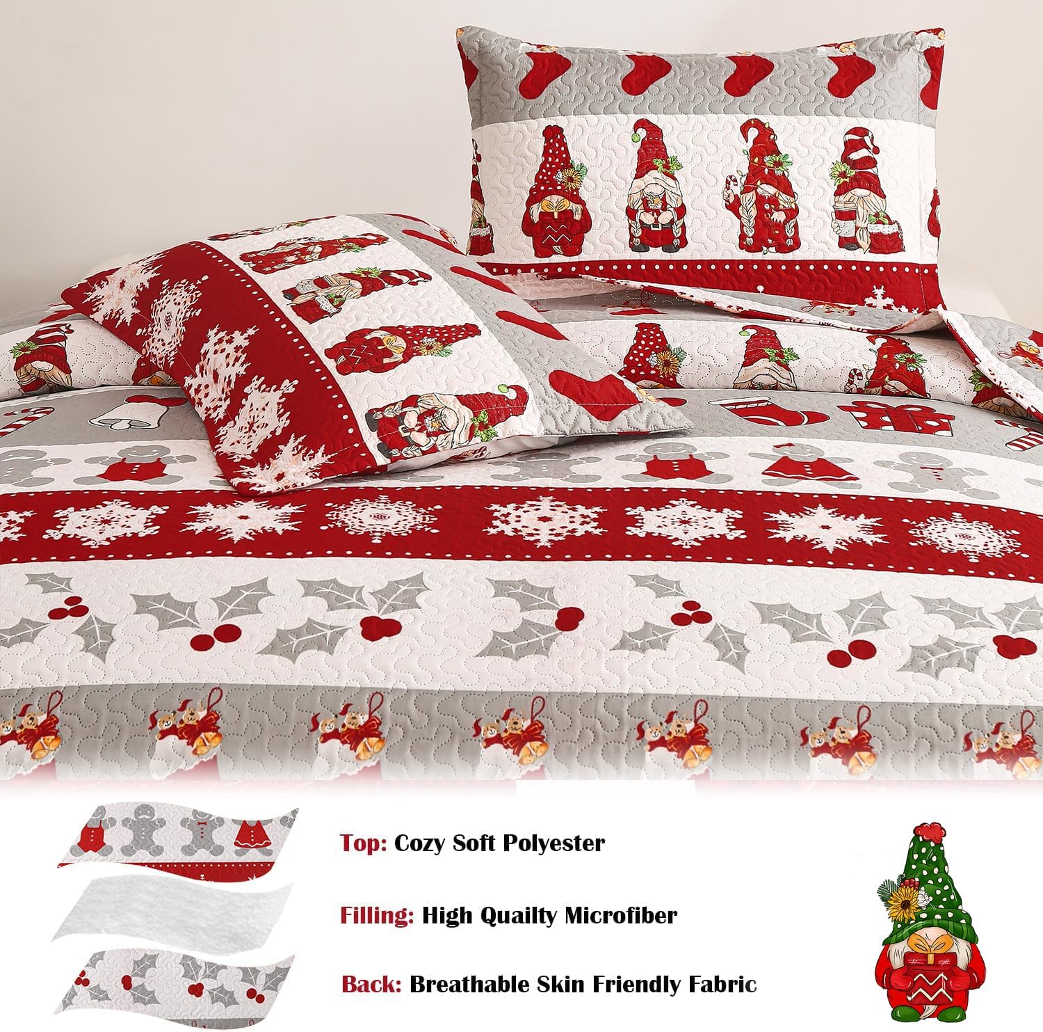 Jarson 3-Piece Christmas Quilt Set King Size