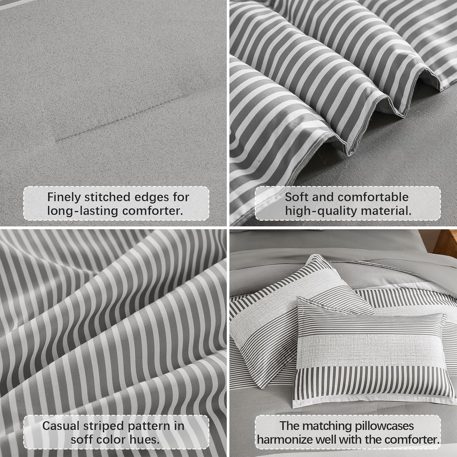 Cottolester Gray Comforter Queen Set 7 Pieces