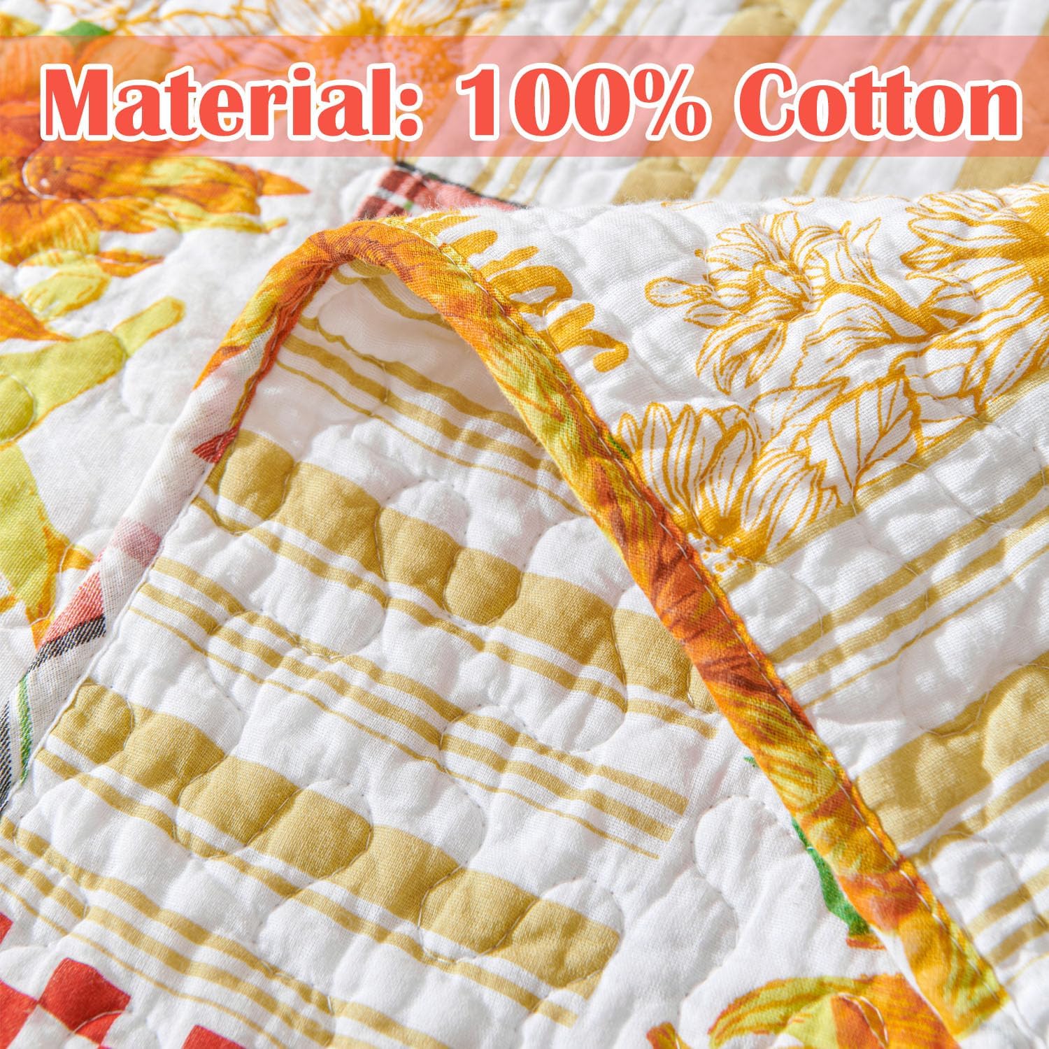 EVENHUG Cotton Quilt Set Twin Size Reversible