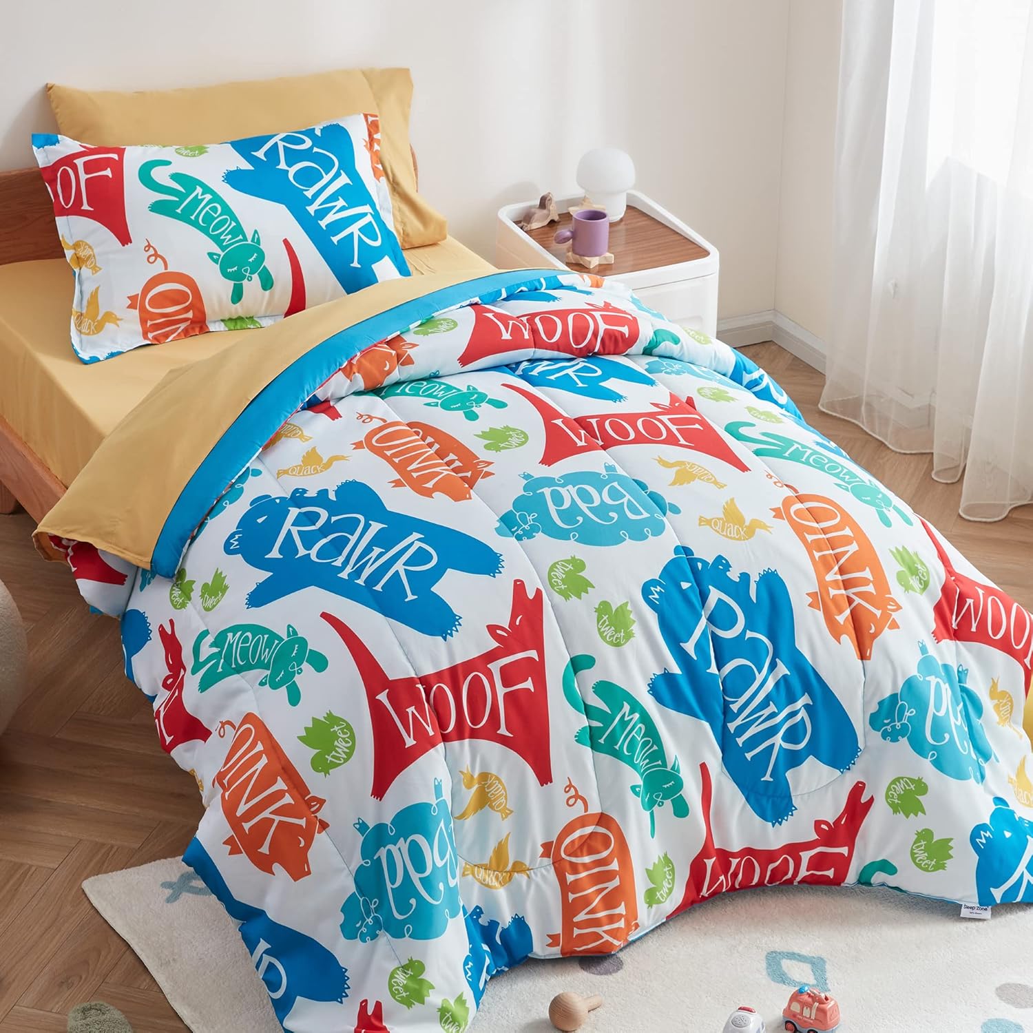 SLEEP ZONE Kids Comforter Set FullQueen - Super Soft Cute Animal Print