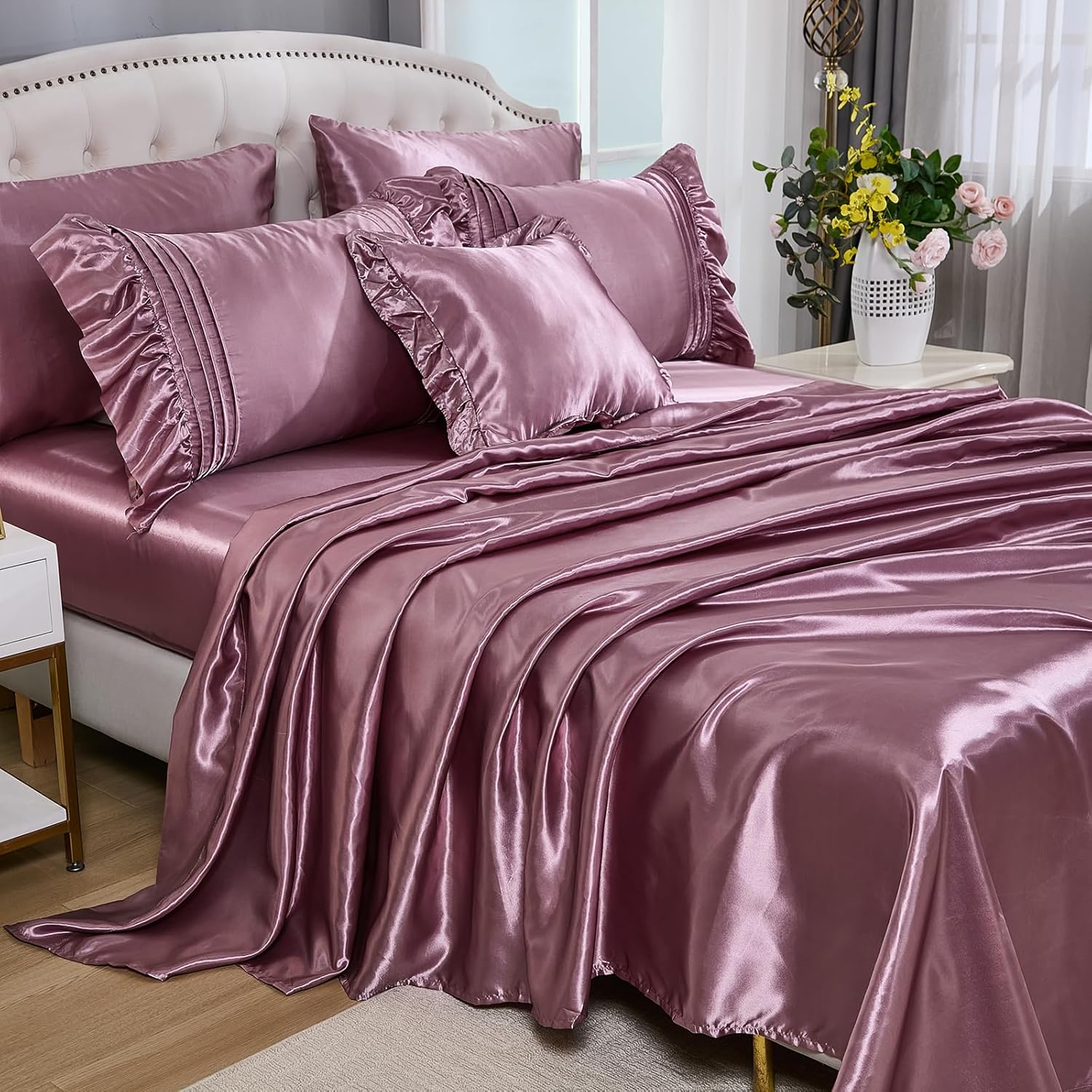 Luxury Satin Comforter Set 8-Piece Blush Pink