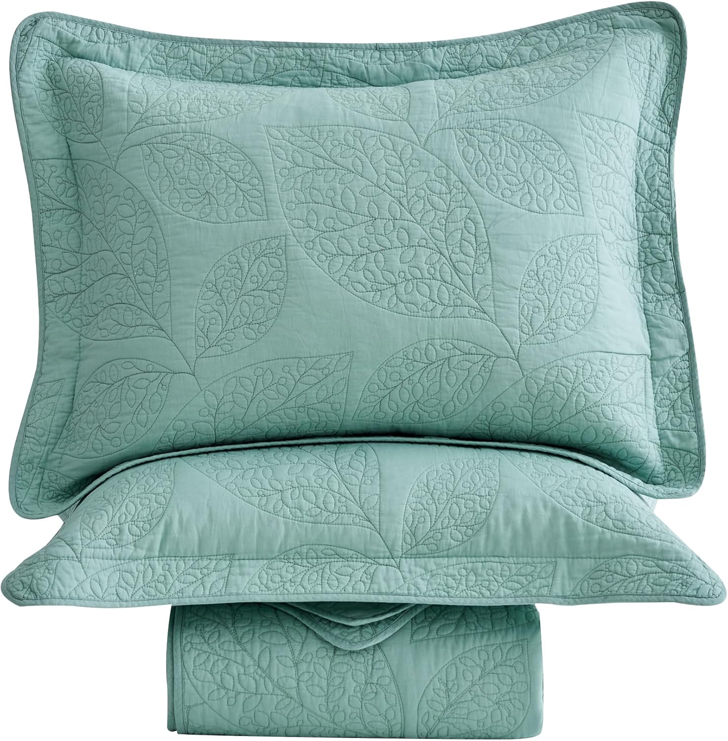 CHIXIN Botanical Cotton Quilt Queen Size - Seaglass