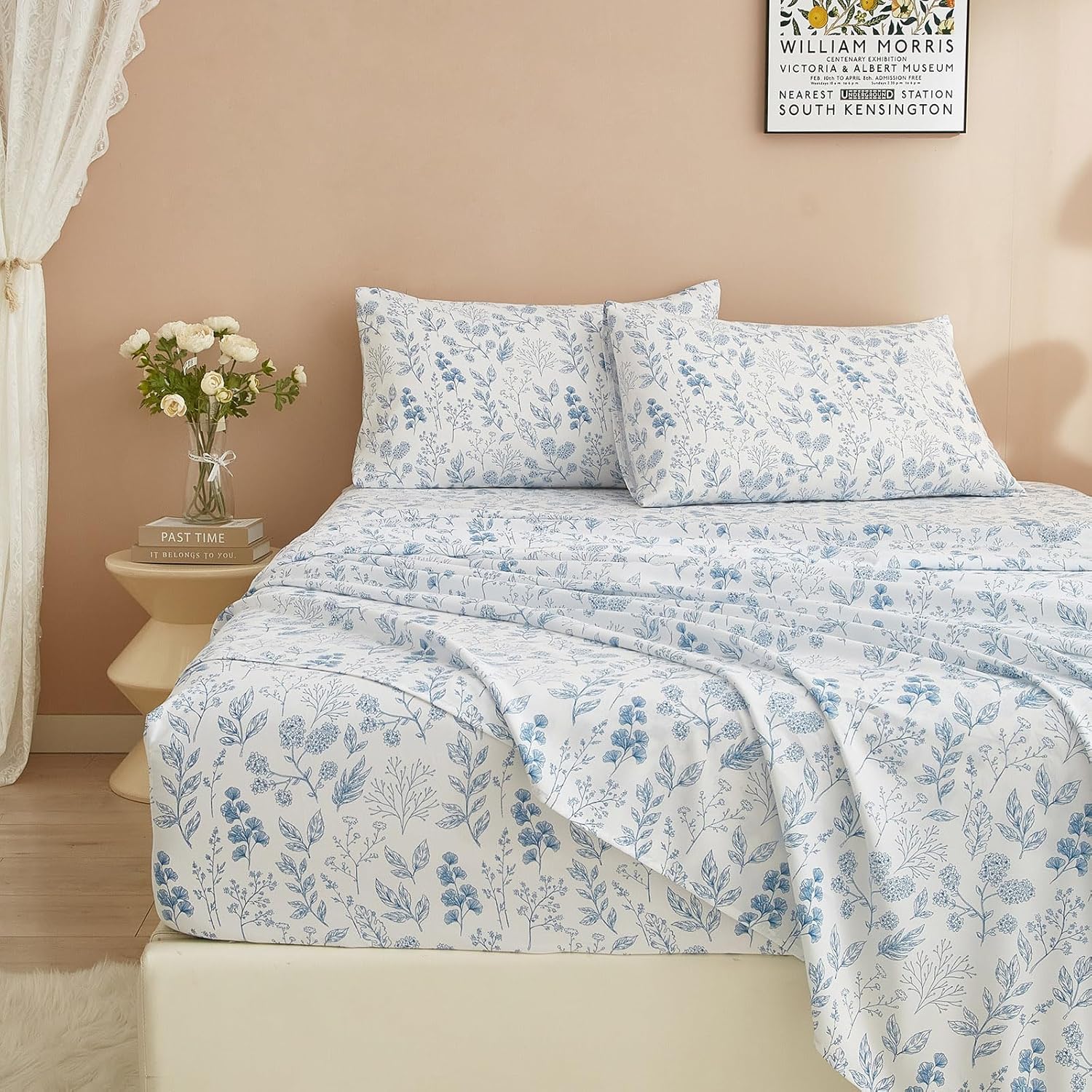 LifeTB California King Floral Sheets Set 4 Piece 1