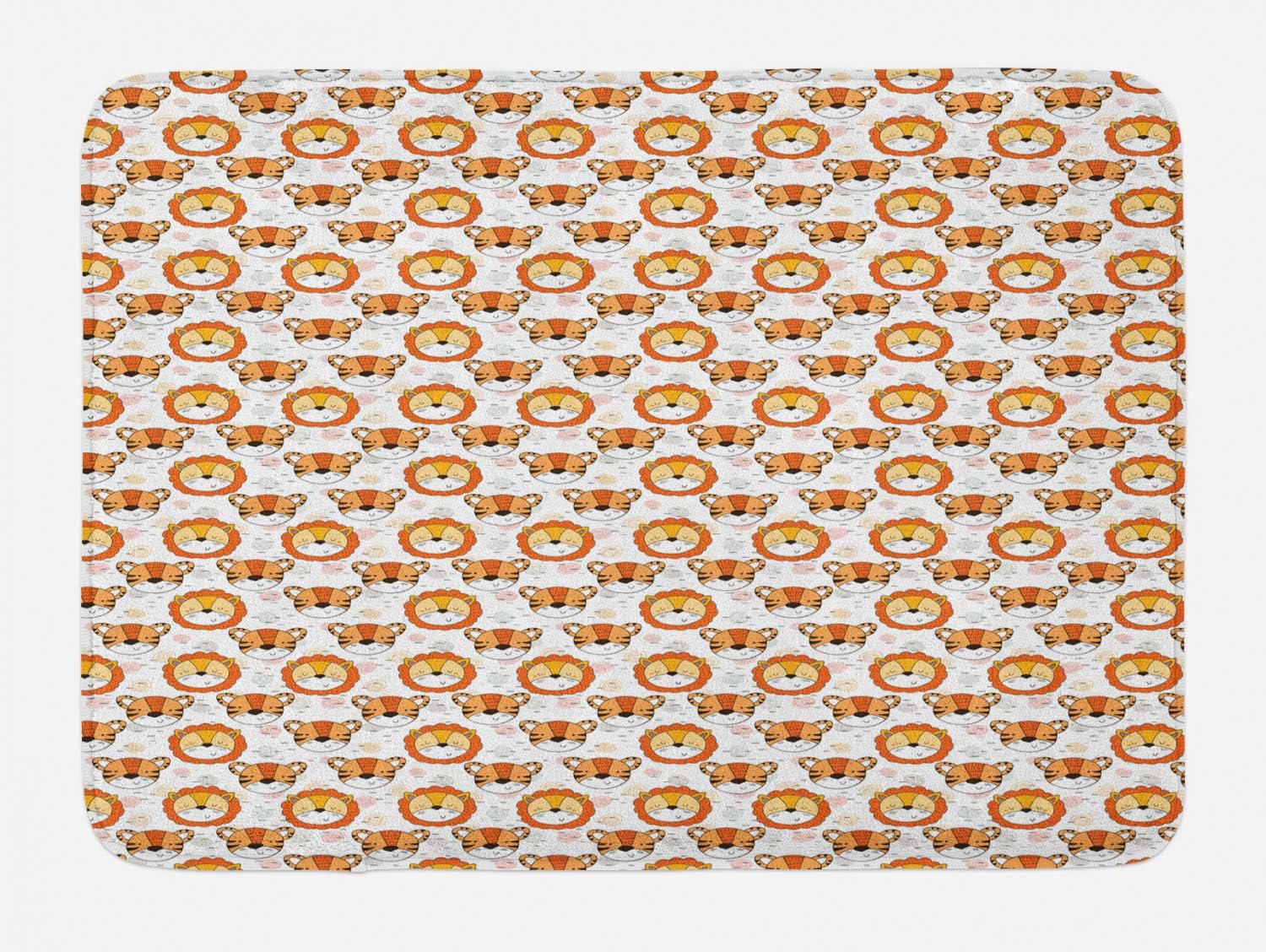Ambesonne Cartoon Bath Mat - Tiger Lion Plush Non Slip