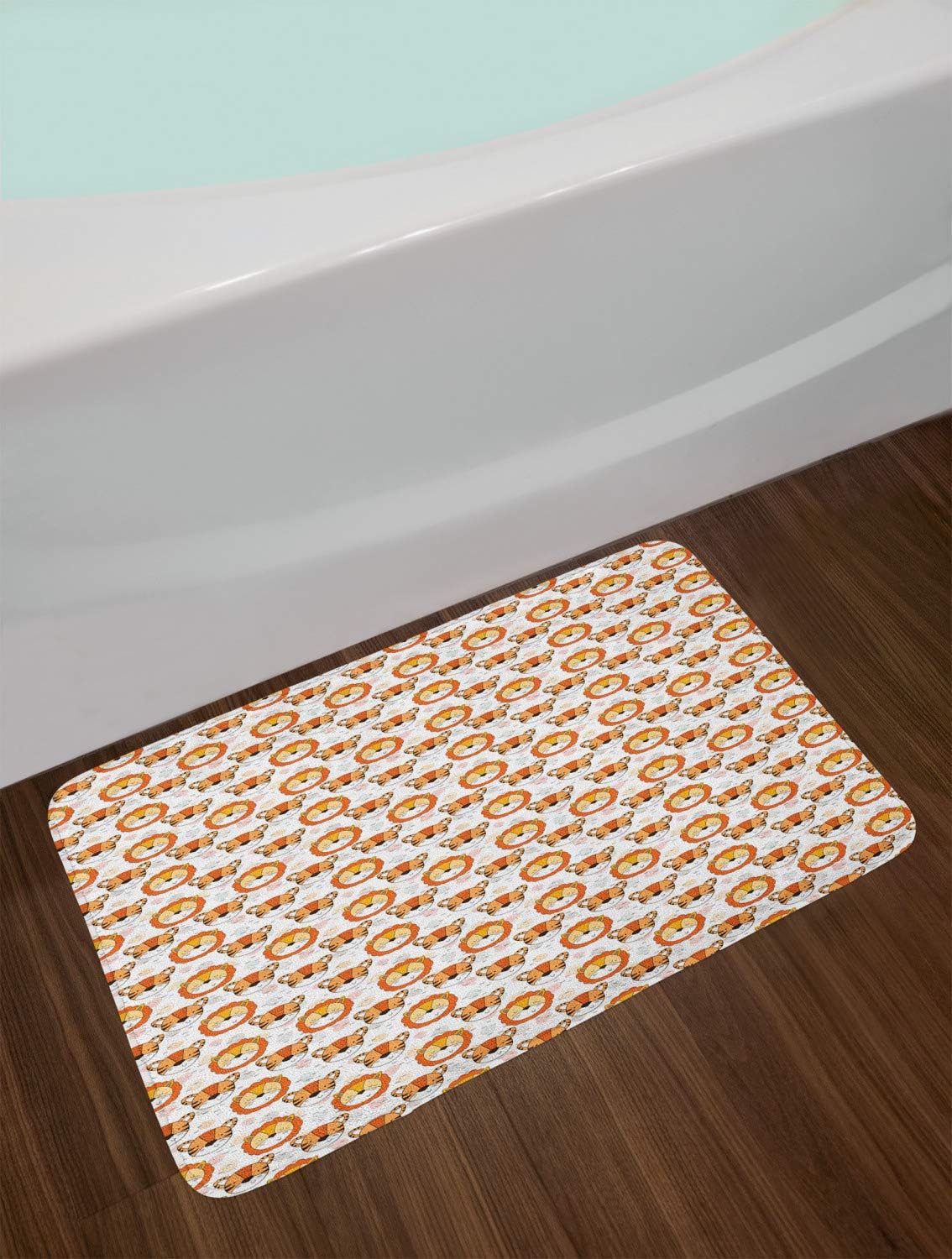 Ambesonne Cartoon Bath Mat - Tiger Lion Plush Non Slip