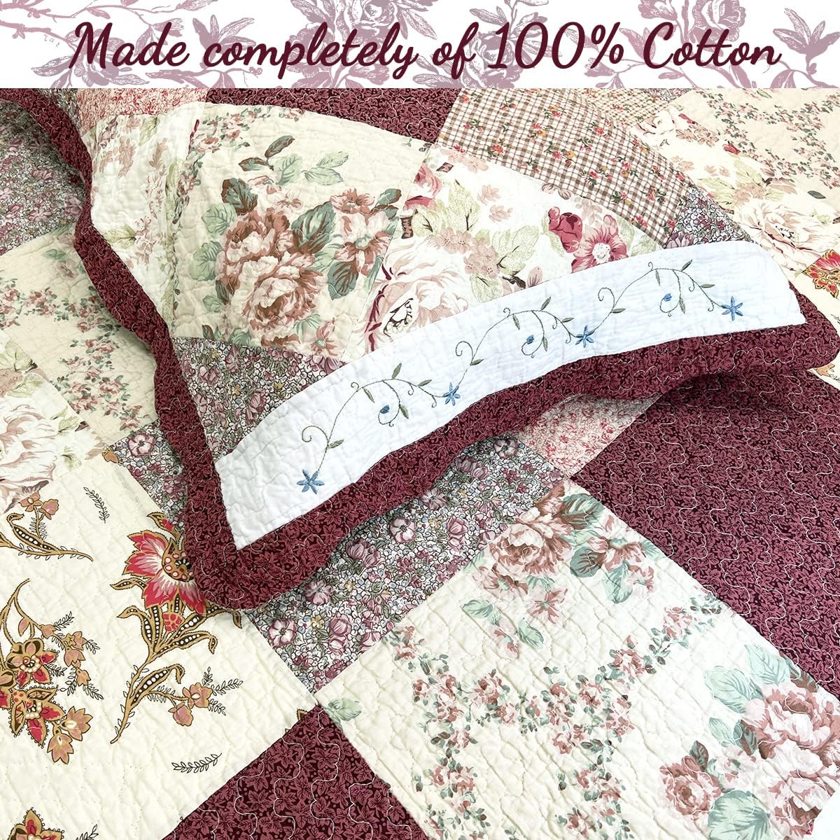 Cozy Line Floral Patchwork Quilt Bedding Set