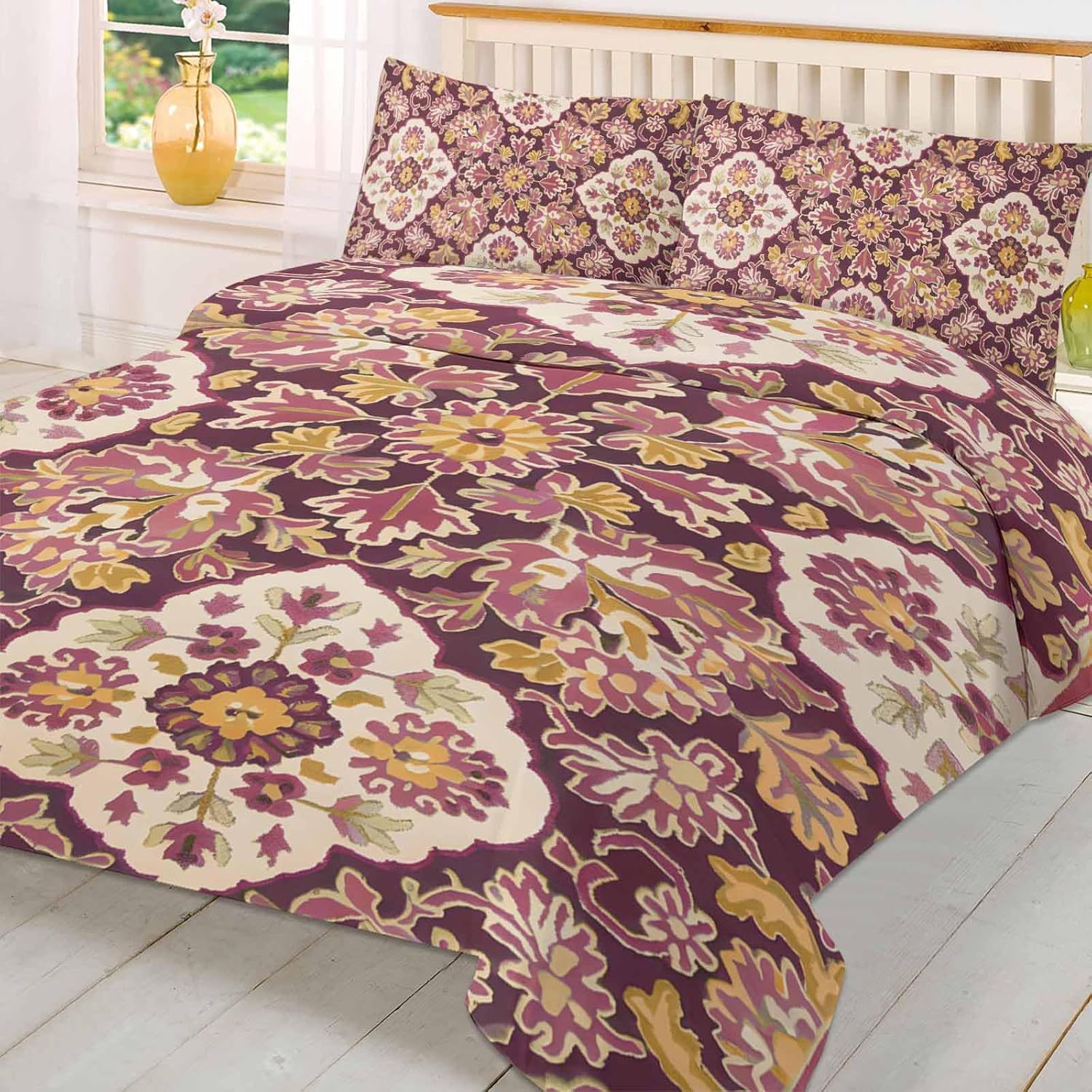 Boanket 3-Piece Queen Bedding Set Red Boho Duvet Cover with Zipper