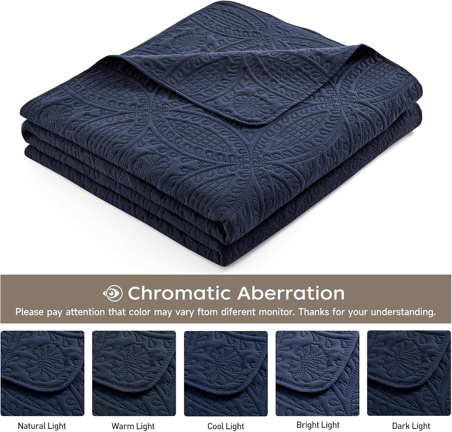 Safonory Quilt Set Queen Size - Navy 90x96