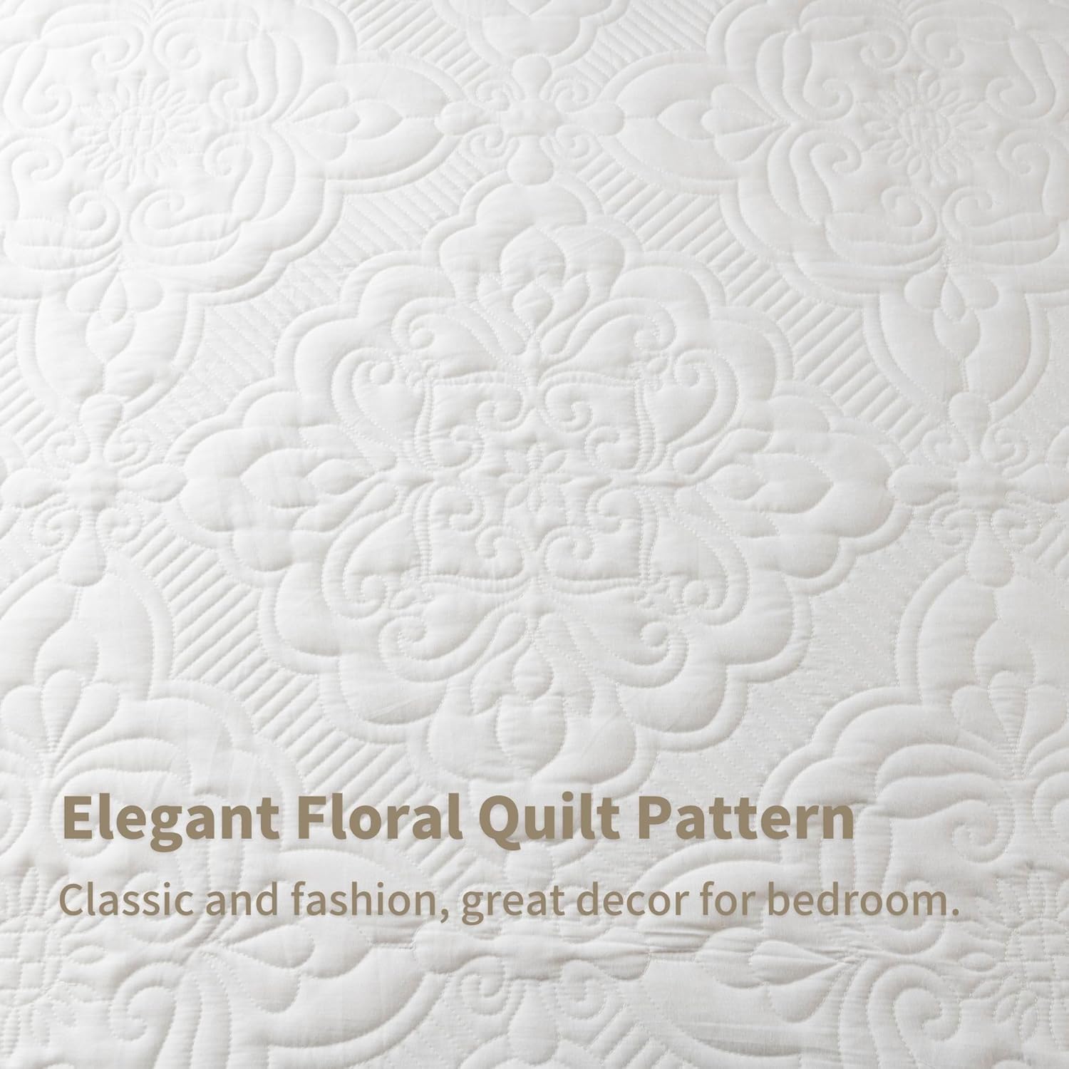 Meadow Park Ivory Embroidered Quilt Set King Size - 3 Pieces