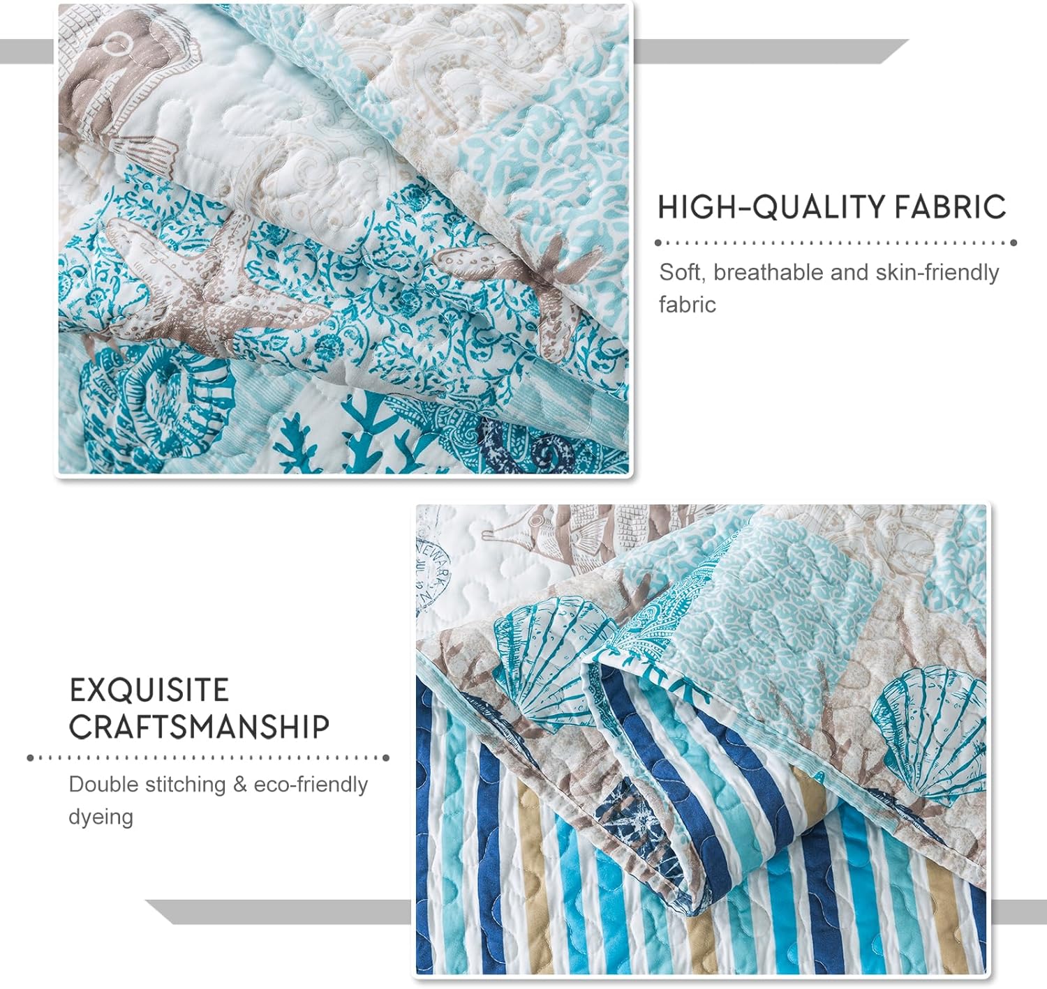 Travan King Size Beach Quilt Set with 2 Shams