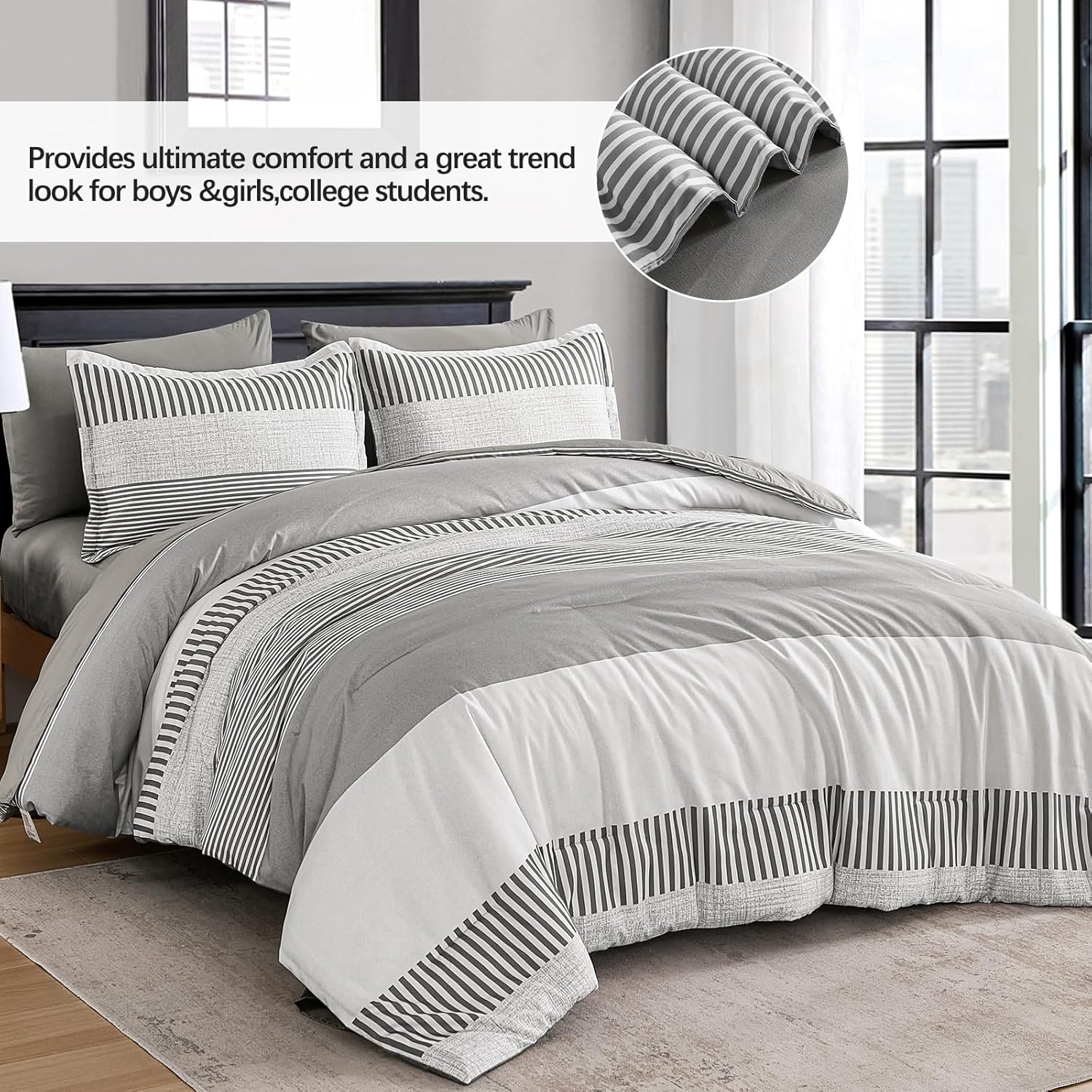 Cottolester Gray Comforter Queen Set 7 Pieces