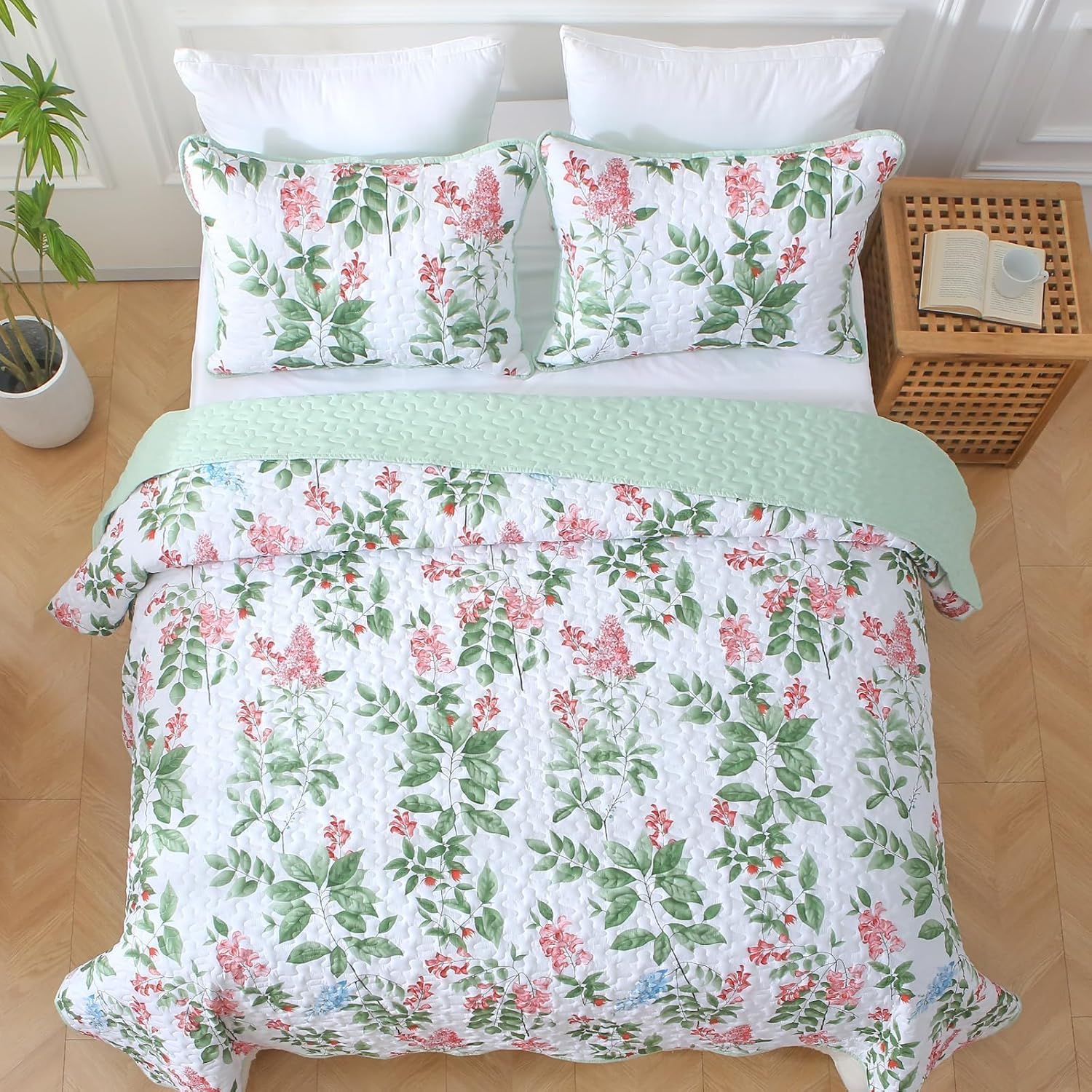 Heymybed Green Quilt Set Queen Size 3 Piece