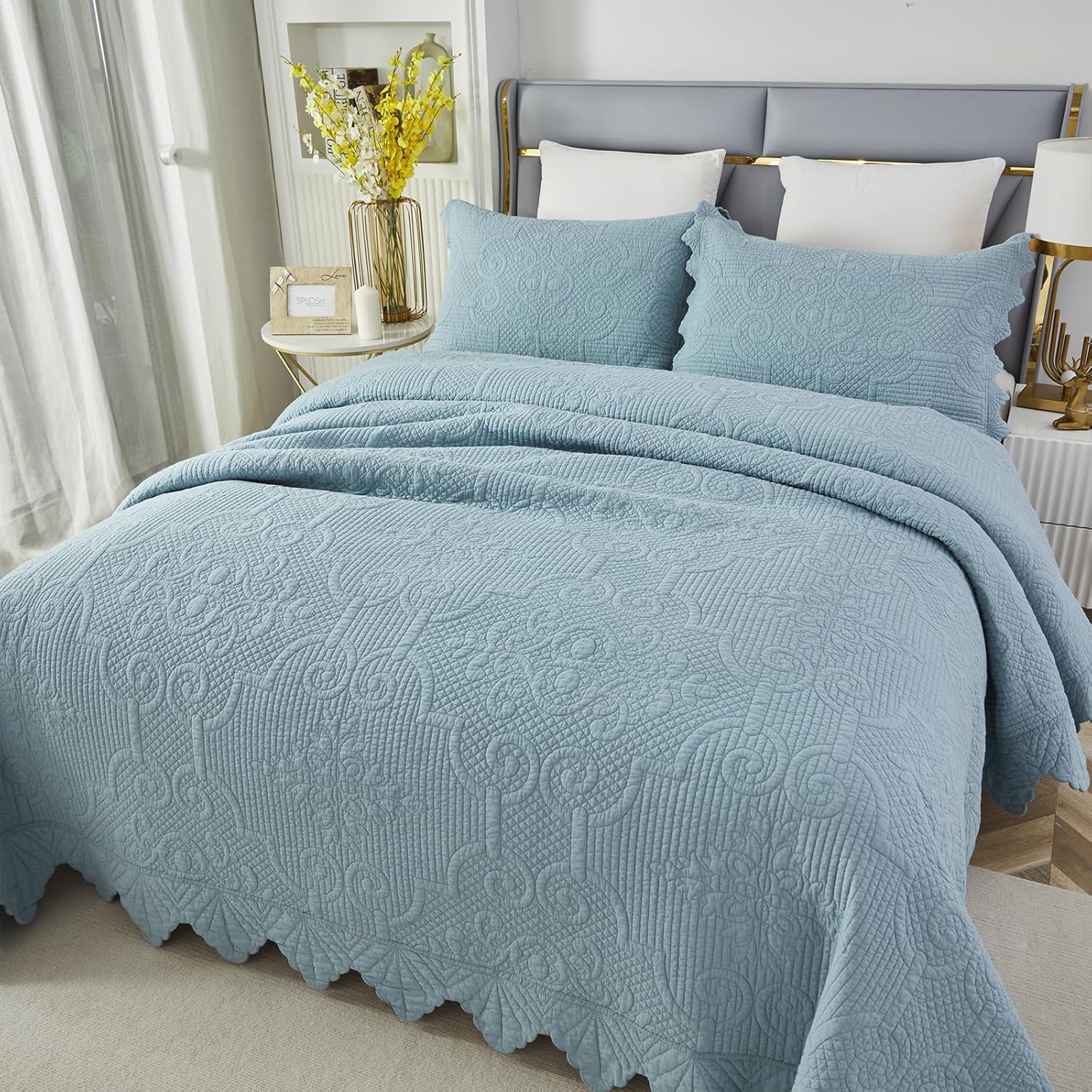 Brandream Queen Size Quilt Set 3-Piece 100 Cotton