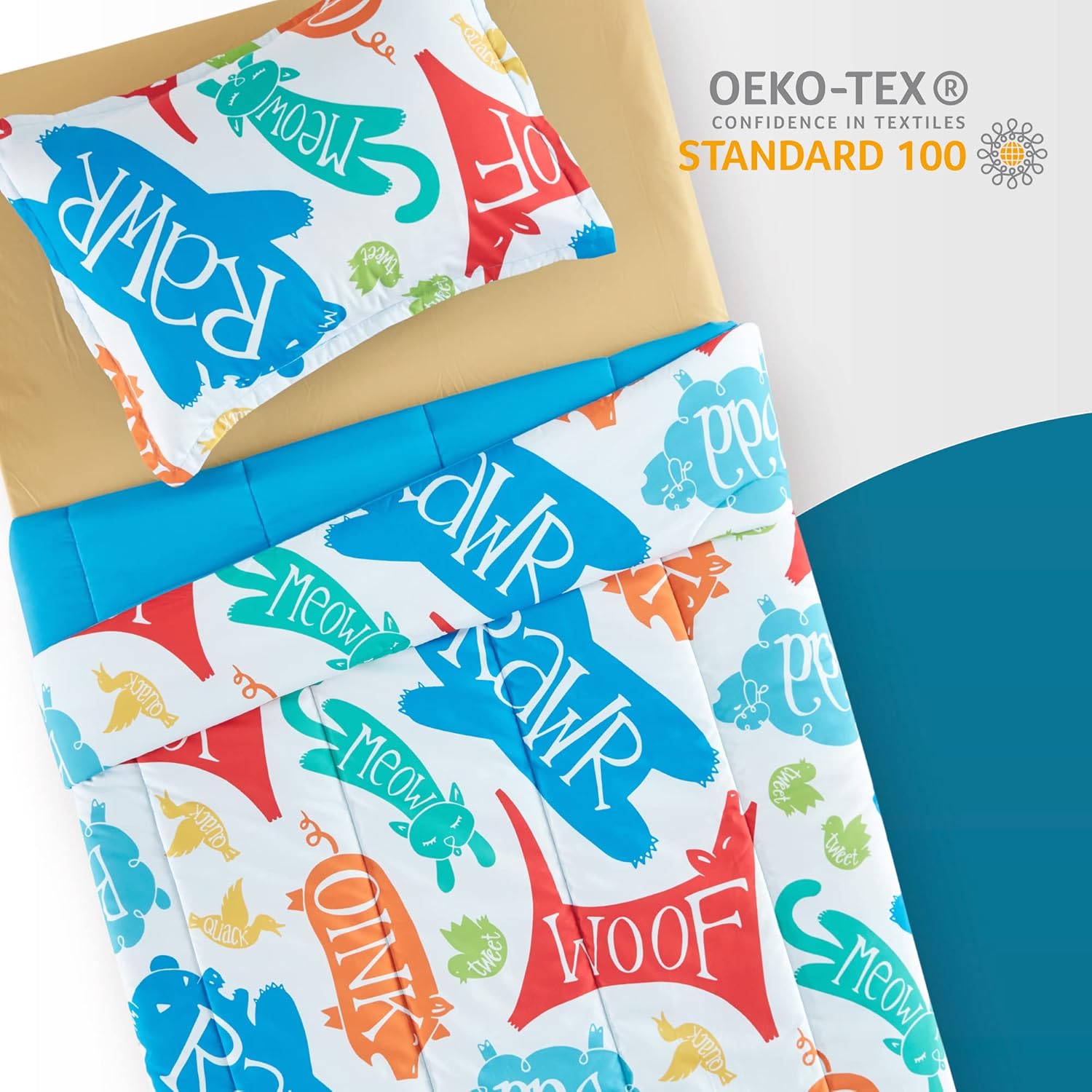 SLEEP ZONE Kids Comforter Set FullQueen - Super Soft Cute Animal Print
