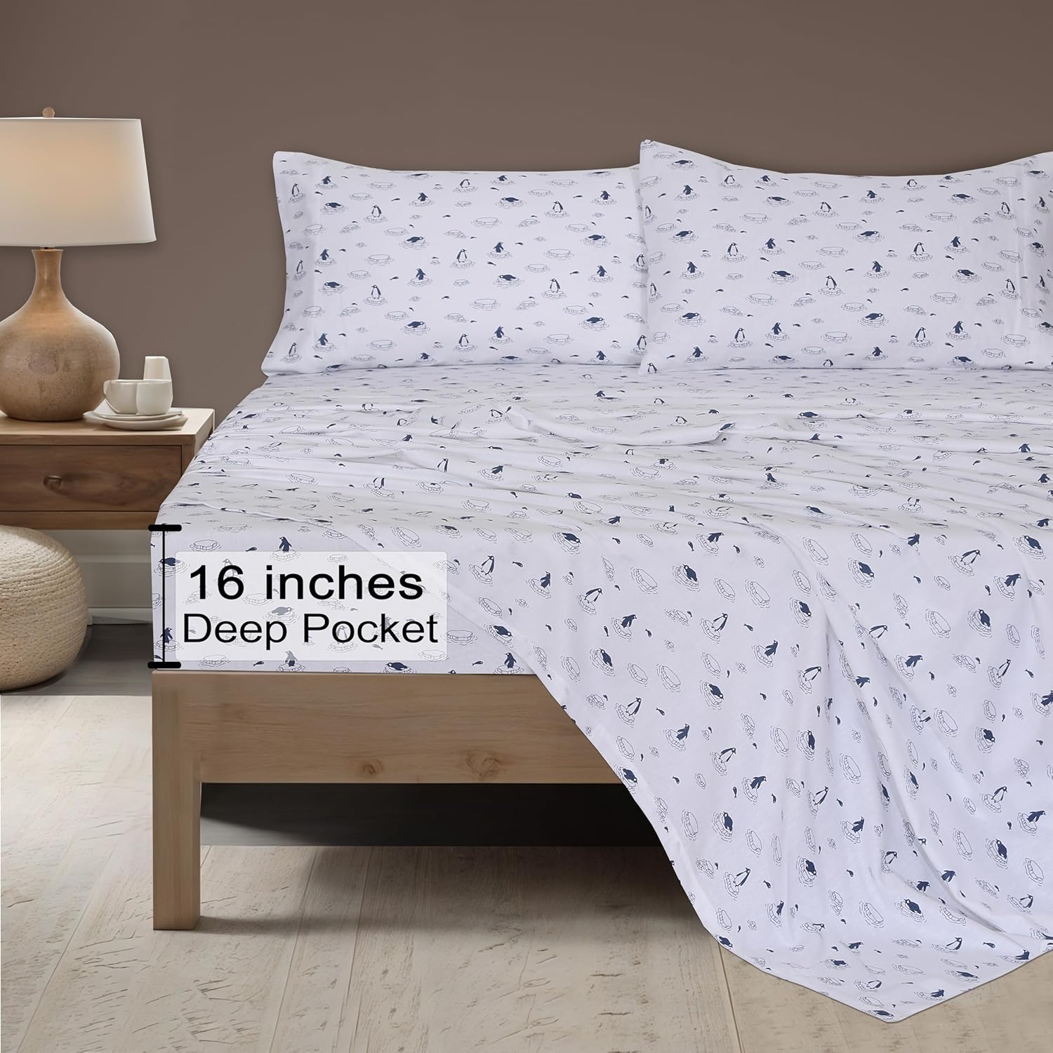 ZOYER Flannel Sheets Queen Set - Deep Pocket Double Brushed 4 Piece