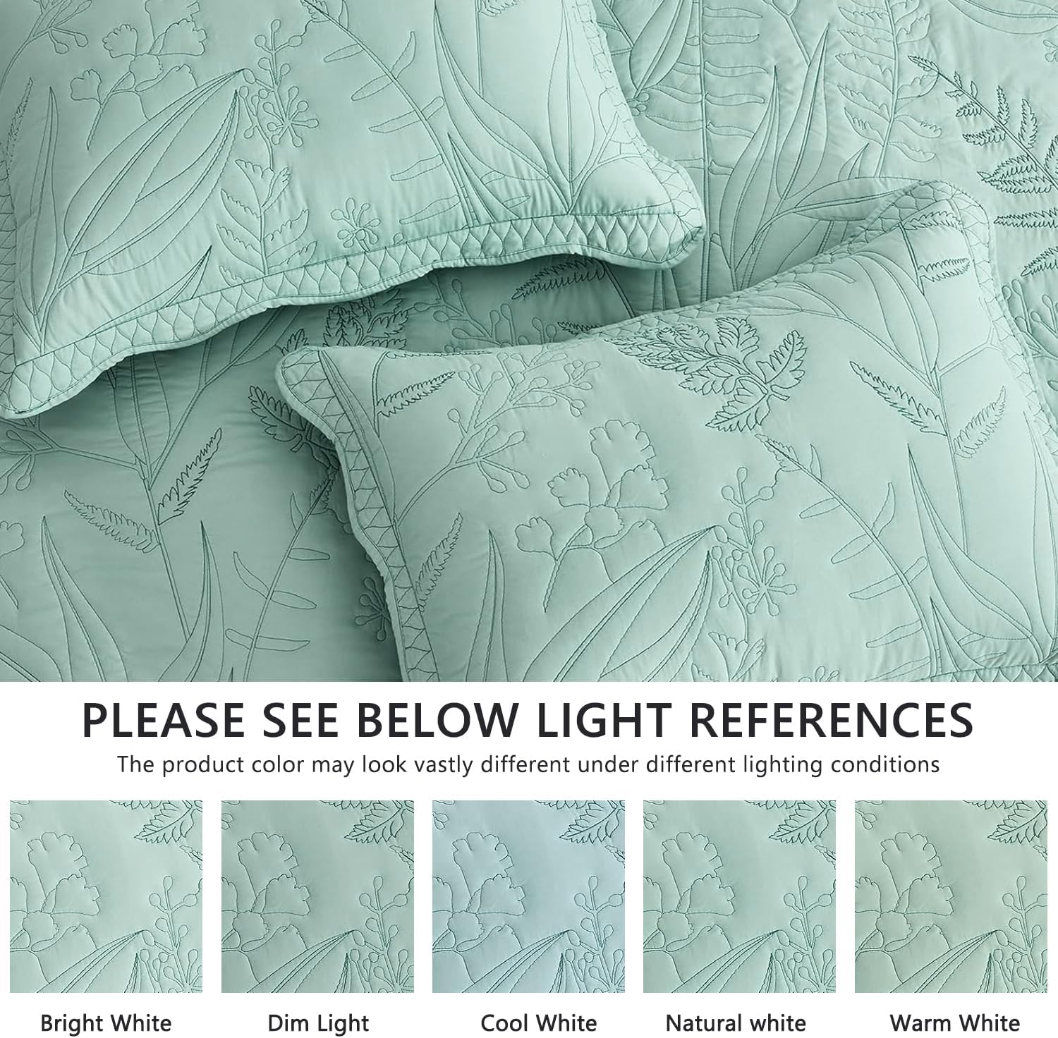 DaisyHuang Botanical Oversized Bedspread Set - Leaves Pattern Reversible 4 Piece