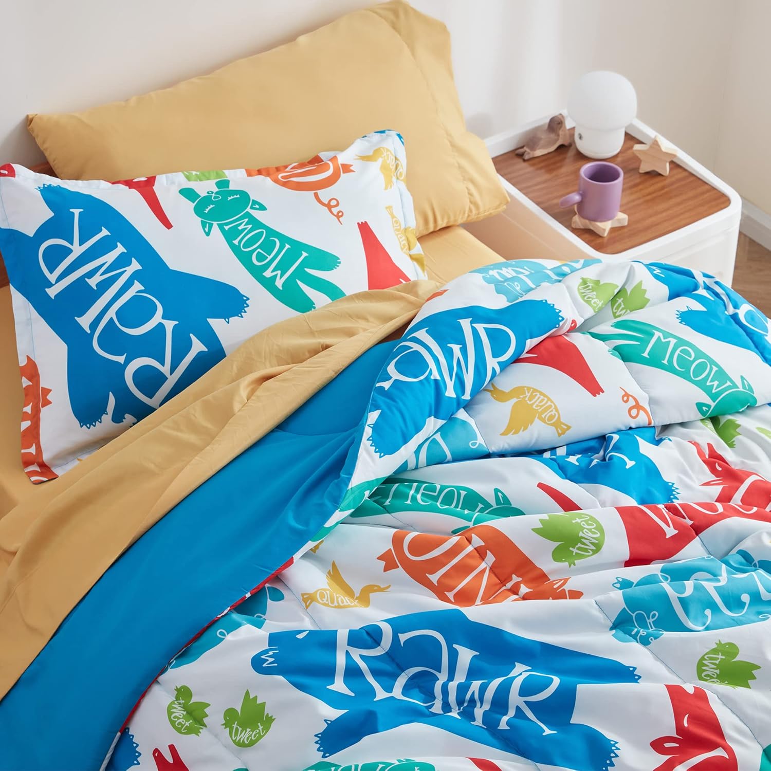 SLEEP ZONE Kids Comforter Set FullQueen - Super Soft Cute Animal Print