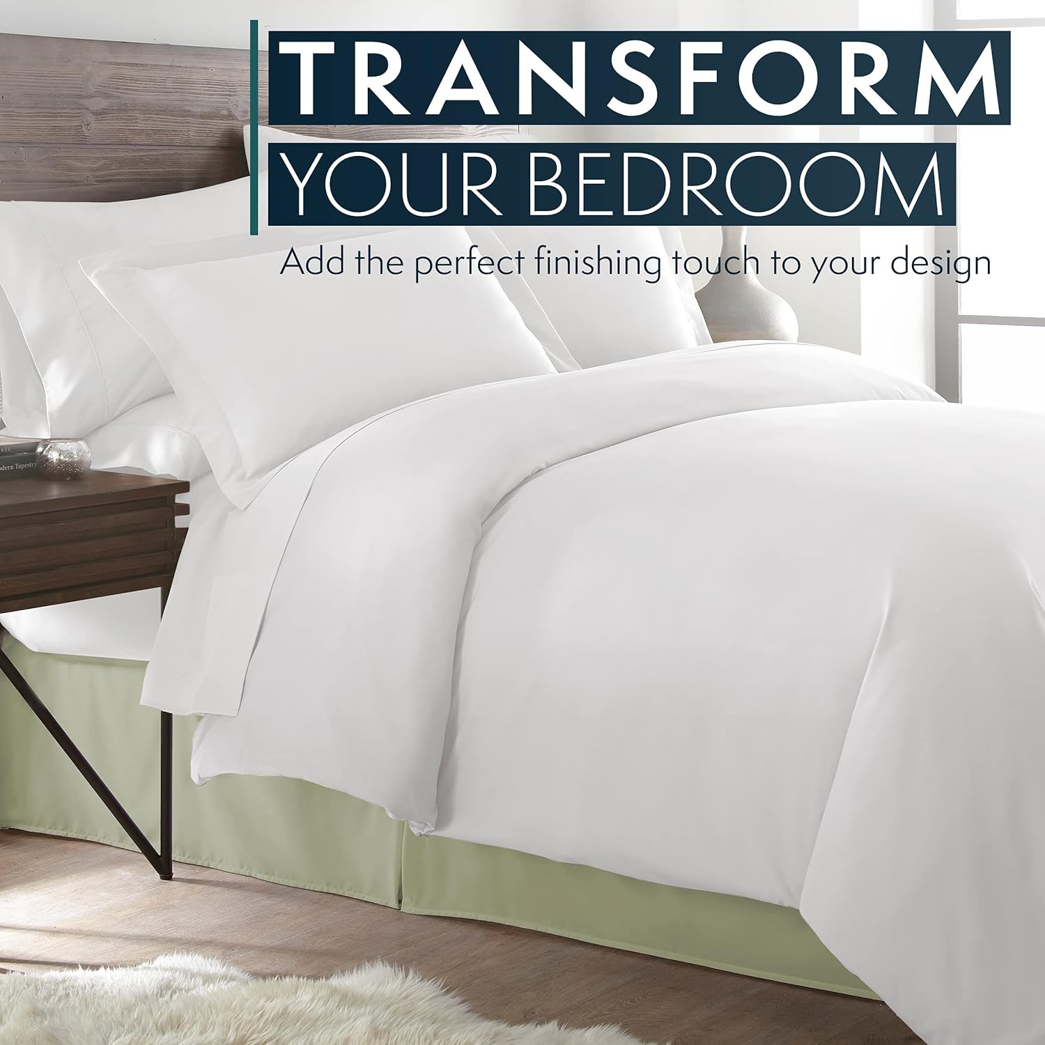 HC Collection Twin Bed Skirt - Sage 14 Inch Drop