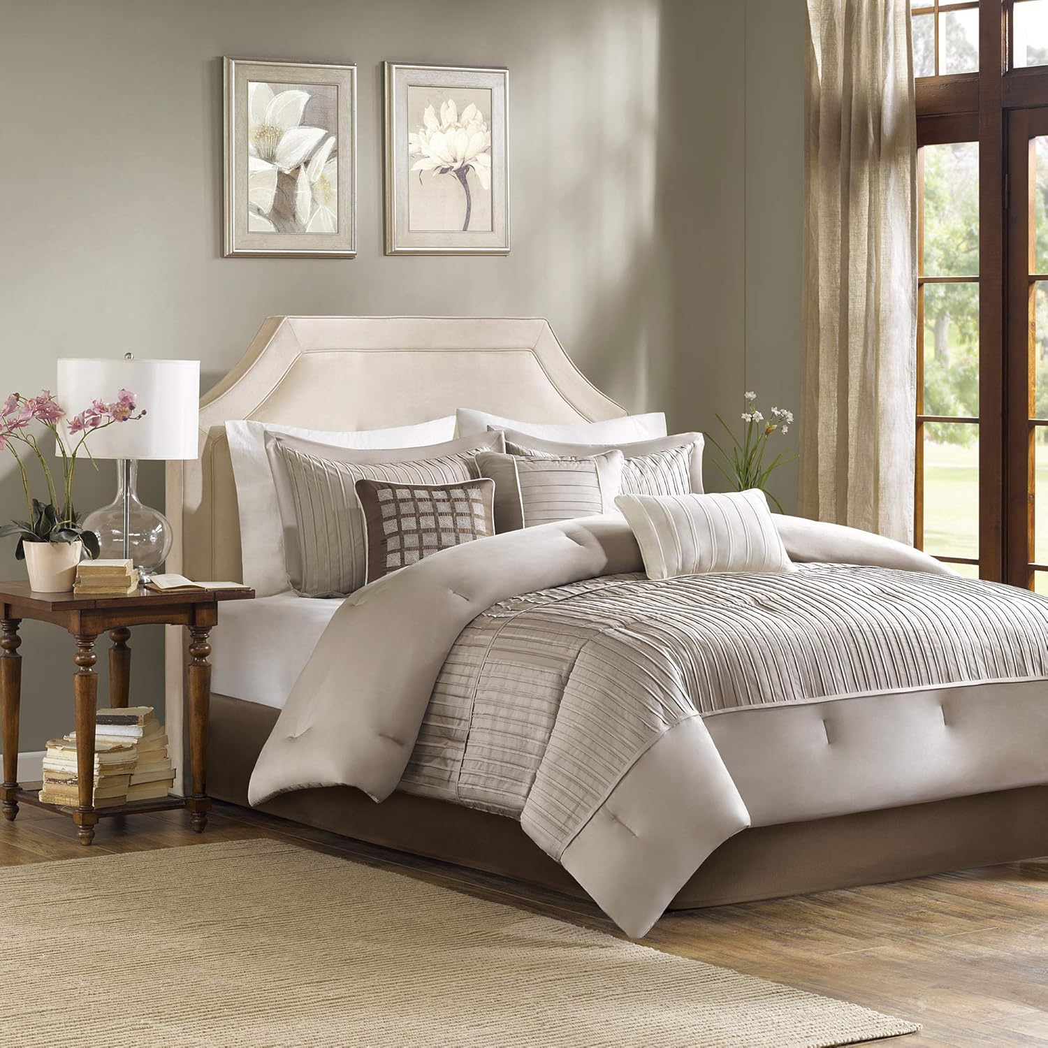 Madison Park Cal King Comforter Set - 7 Piece Down Alternative Luxury Bedding