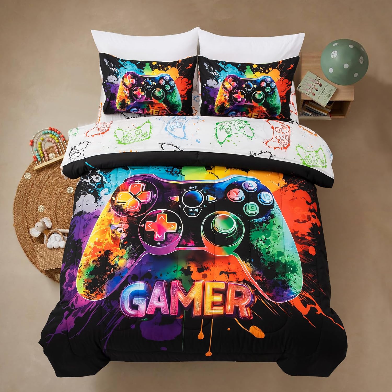 A Nice Night Boys Twin Size Game Console Comforter Set