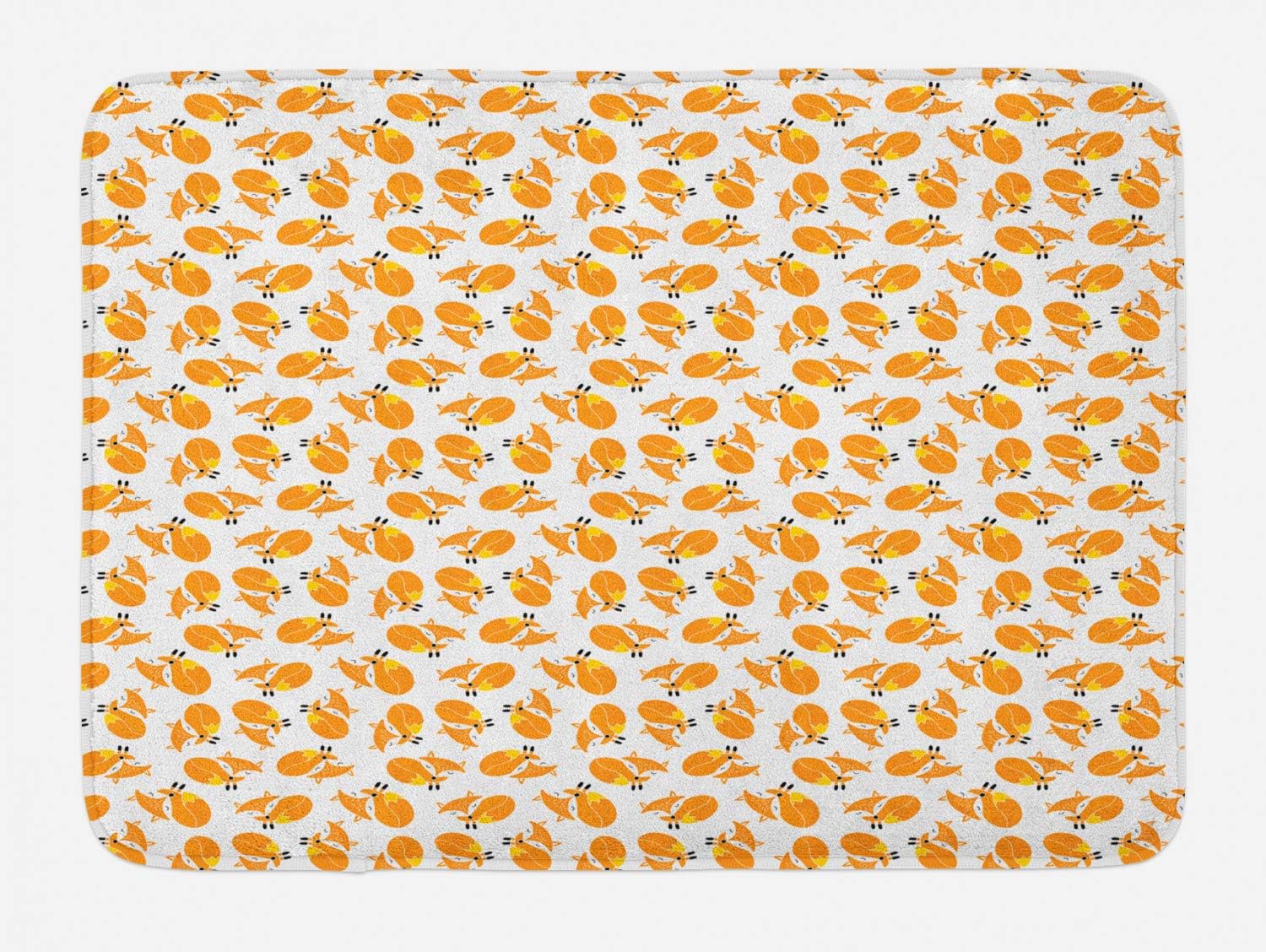 Ambesonne Cartoon Bath Mat with Non-Slip Backing and Sleeping Fox Design