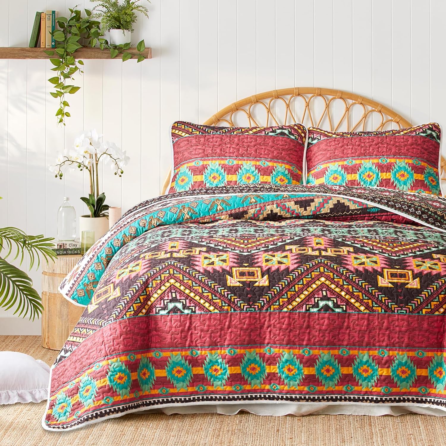 3 Piece Bohemian Quilt Set California King Size 1