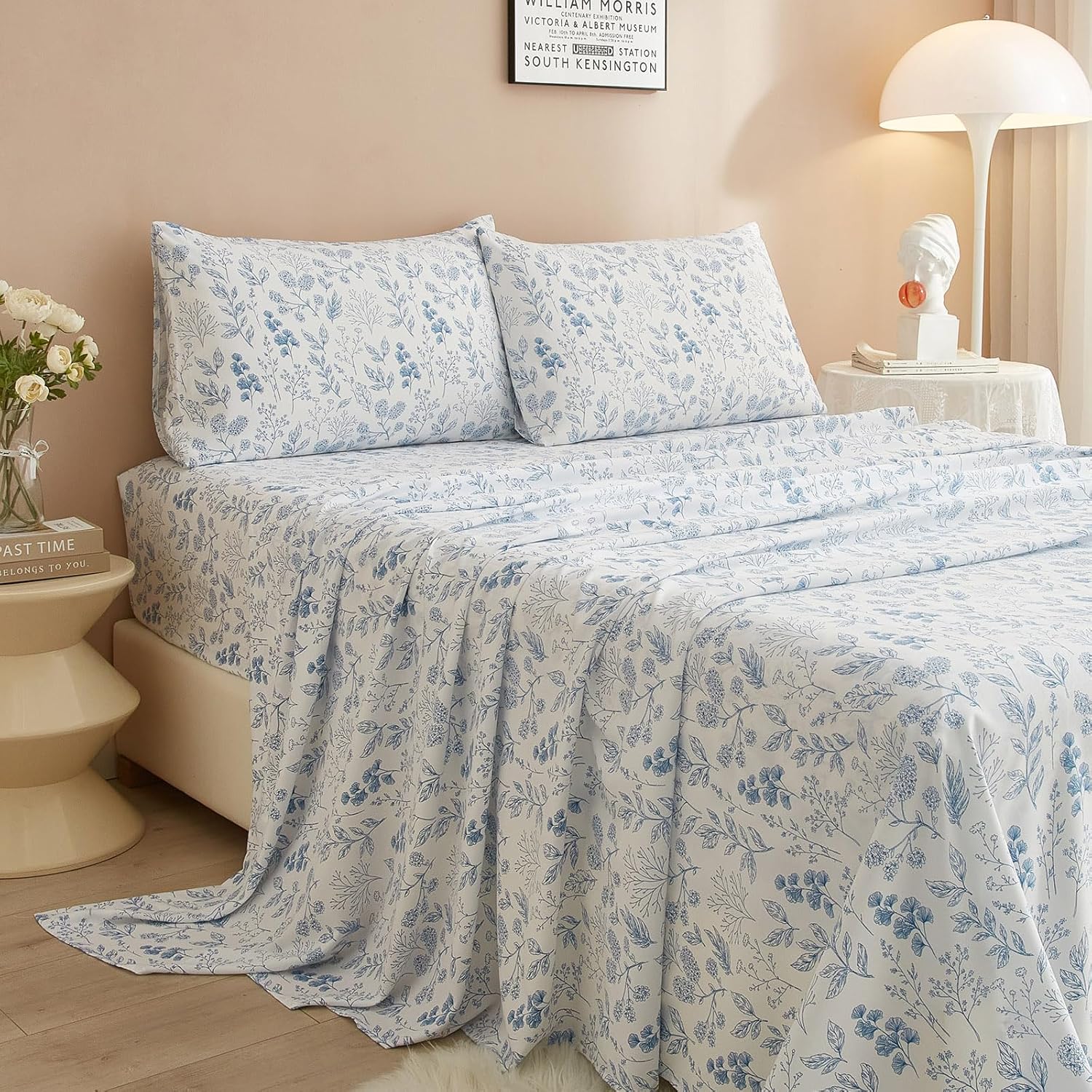 LifeTB California King Floral Sheets Set 4 Piece 1