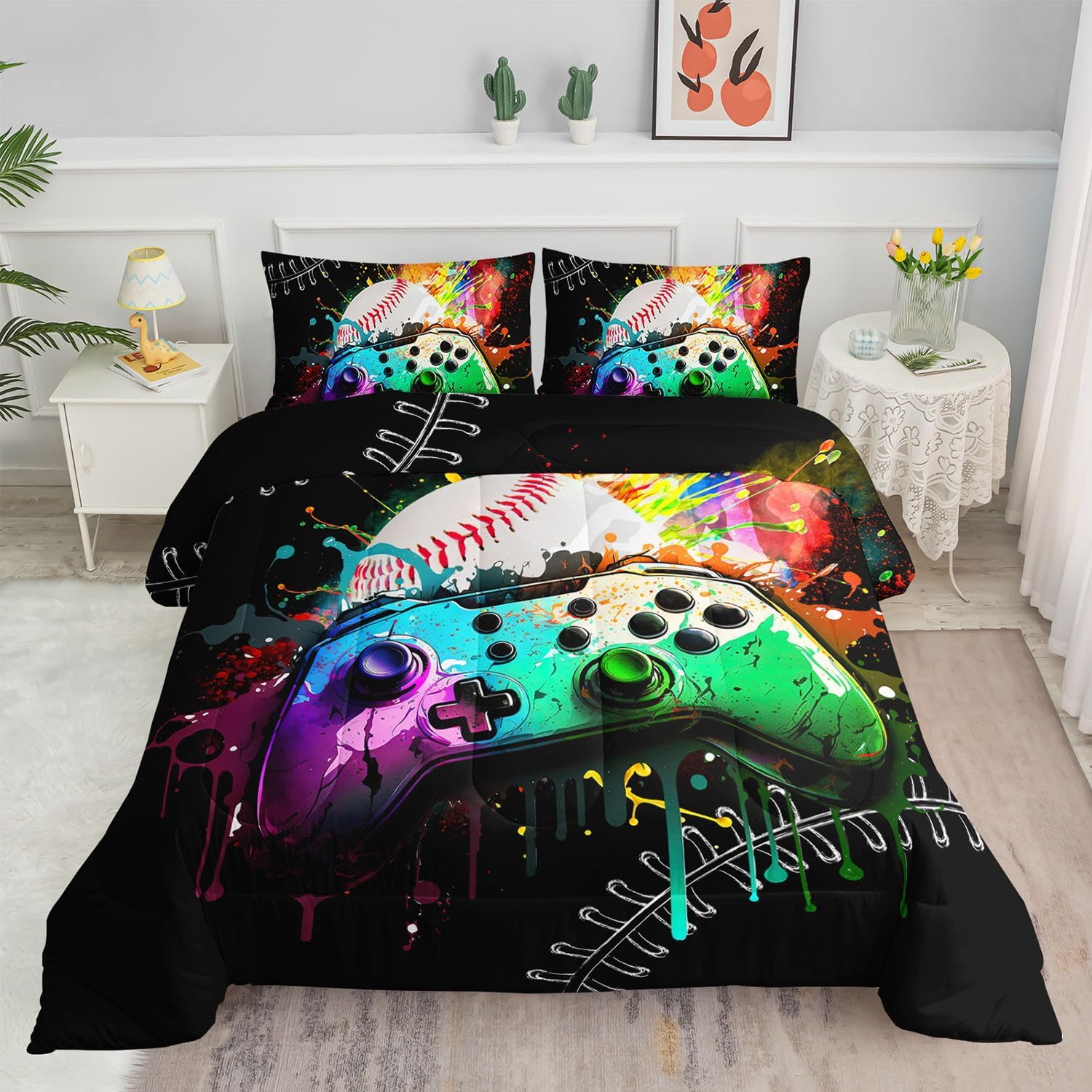 Smell Sunshine Kids Comforter Set Gamepad Baseball
