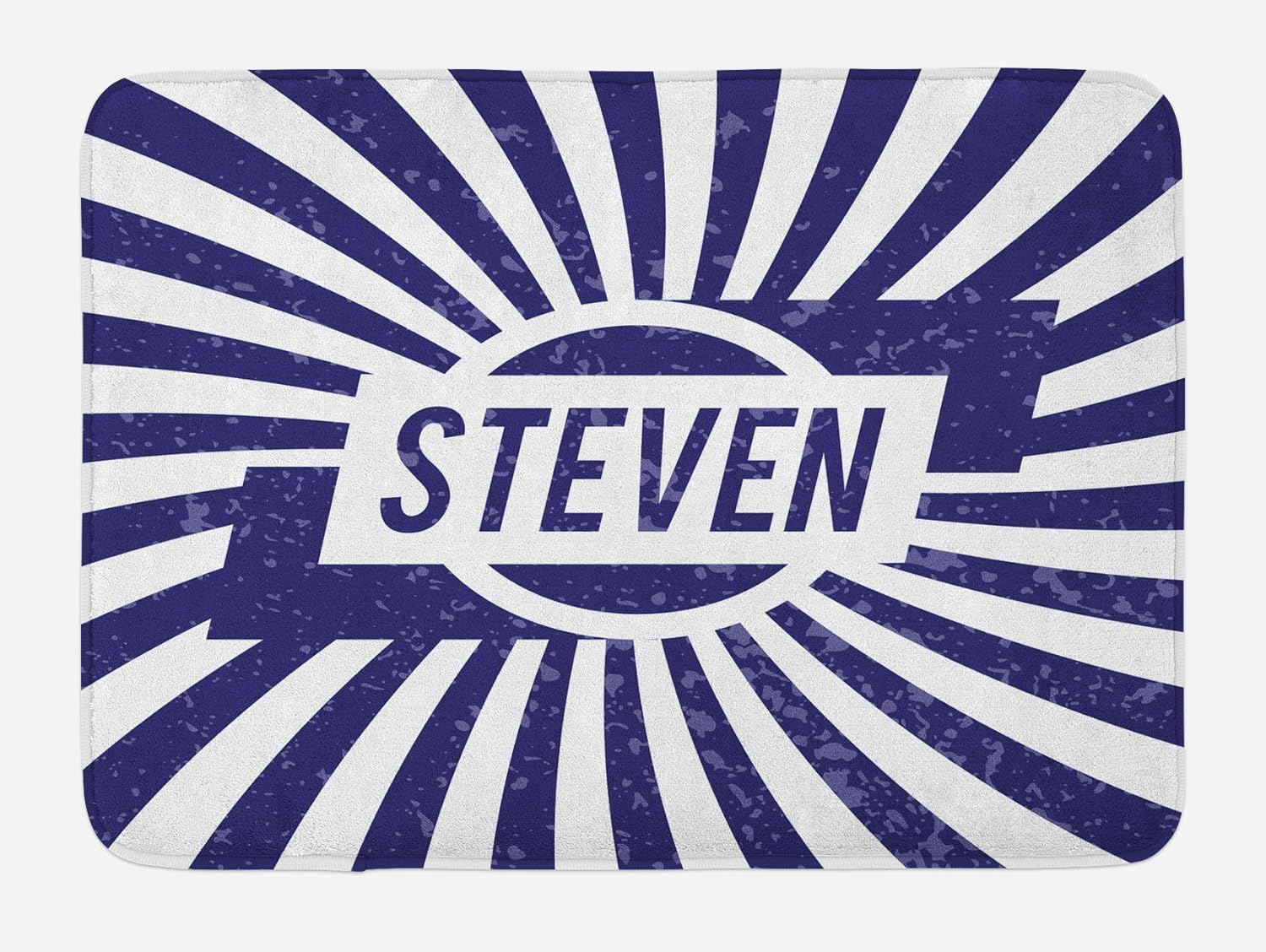 Ambesonne Steven Bath Mat Blue White Retro Plush